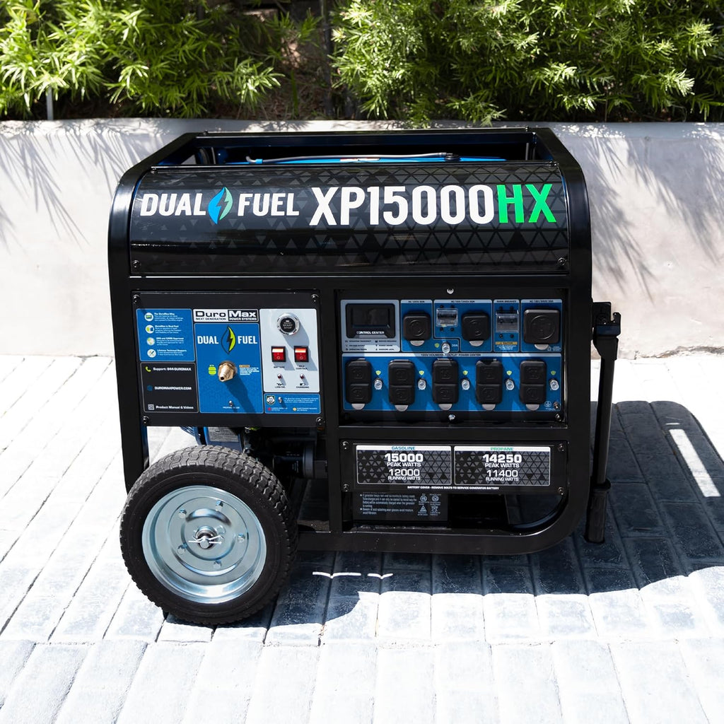 DuroMax XP15000HX 15 000-Watt Dual Fuel Portable Generator - Gas & Propane  Remote Electric Start  Whole Home Power Backup  Transfer Switch Ready  RV & Emergency Ready