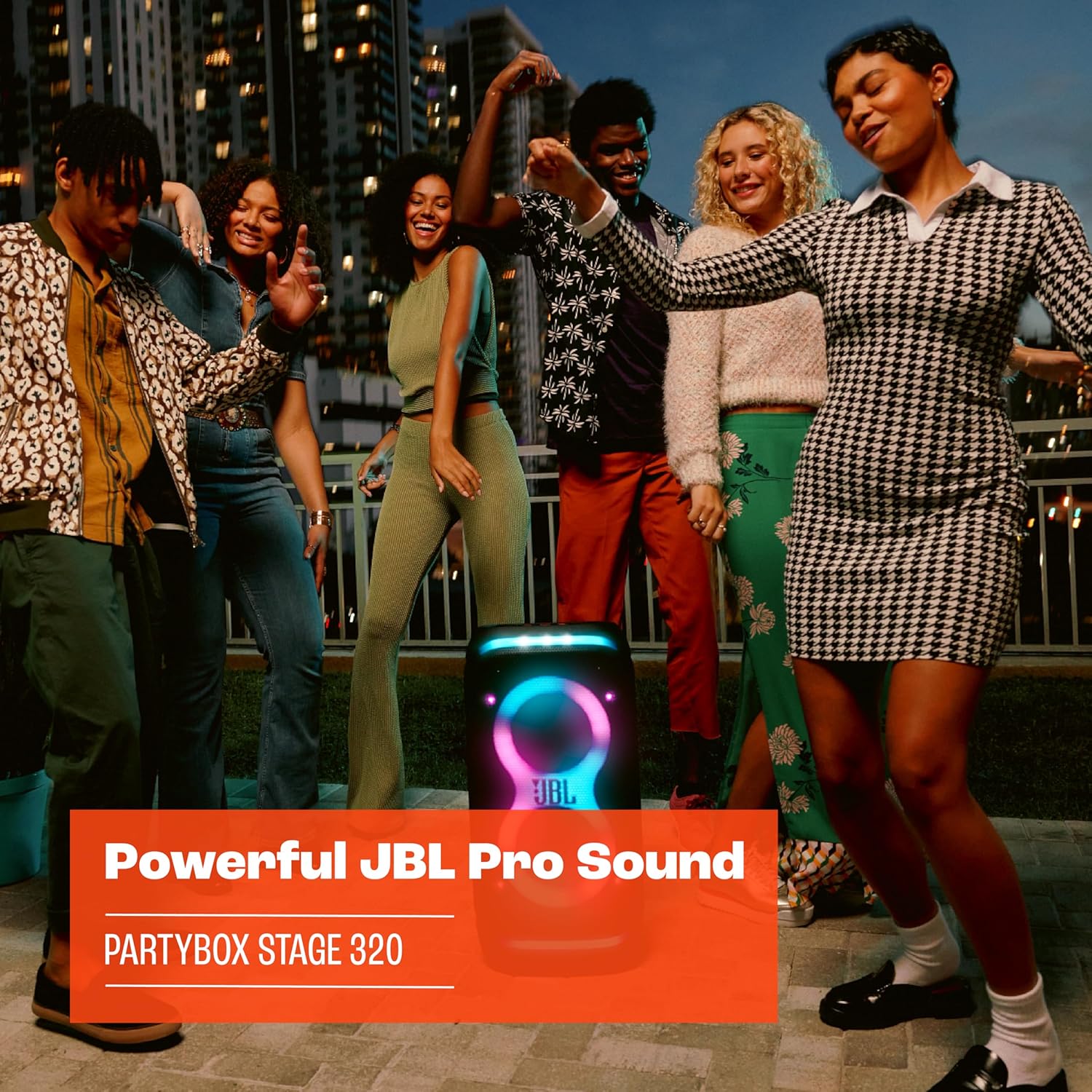 JBL PartyBox Stage 320 - Portable Party Speaker with Telescopic Handle & Wide  Sturdy Wheels  Powerful JBL Pro Sound  Futuristic lightshow  Up to 18 Hours of Play time  Splash Proof (White)