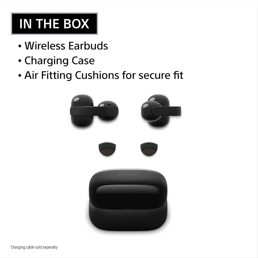 Sony LinkBuds Clip Open-Ear Truly Wireless Earbuds  Comfortable & Secure Fit  Lightweight Clip-On Design  Touch Controls  Ambient Sound Awareness  Water Resistant  Up to 37 Hrs of Playback  Black