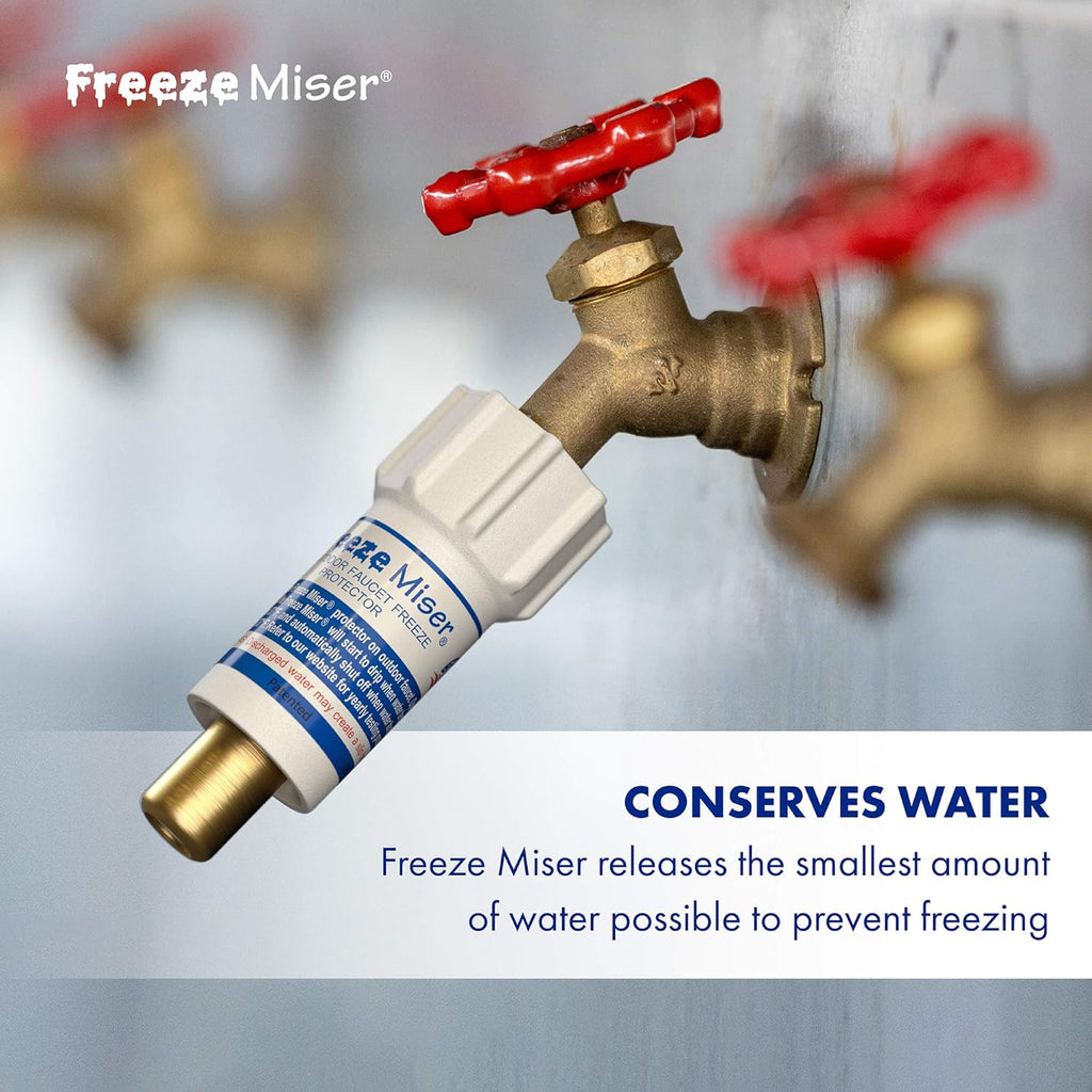 Freeze Miser Outdoor Faucet & Spigot Freeze Protection – Patented Valve Shield  Activates at Water Temperature Below 37°F/3°C – Durable Winter Cover Alternative – Quick Install  Saves Water – 8 Pack