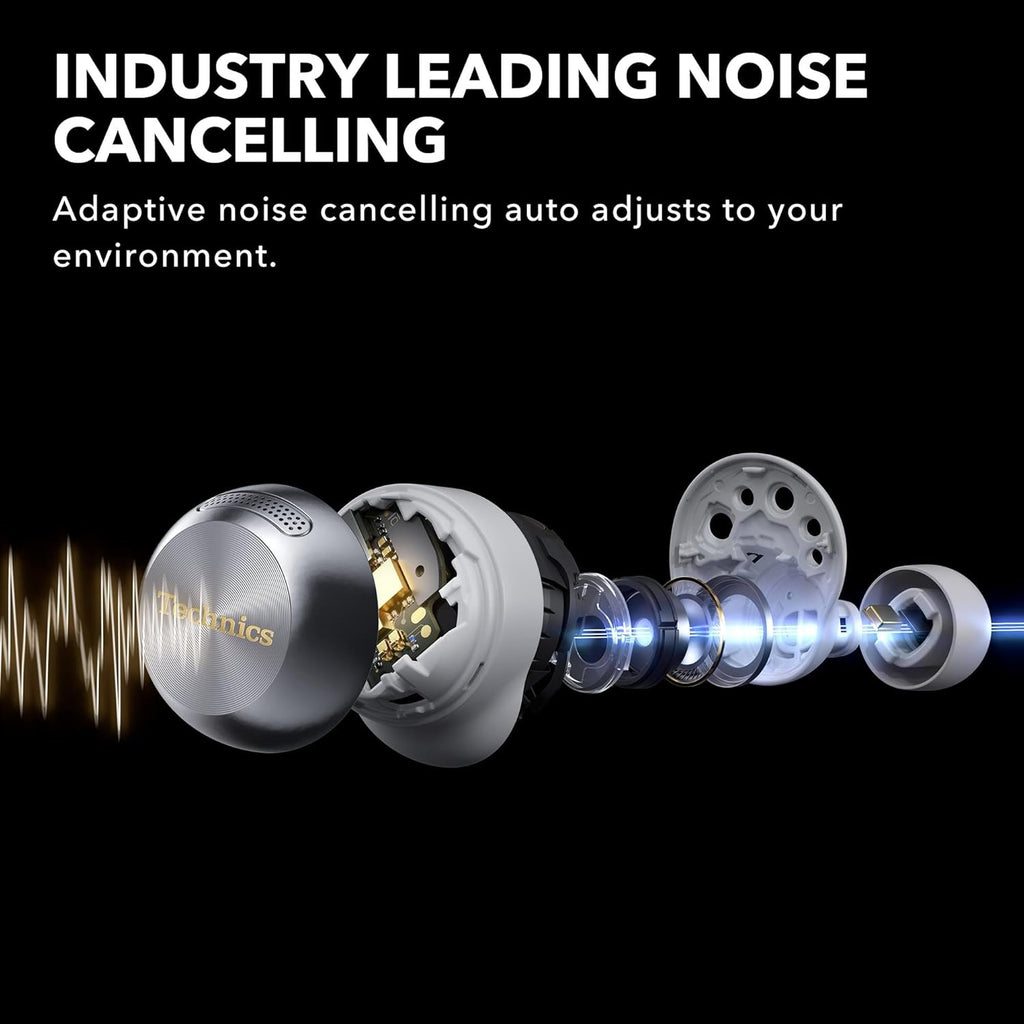 Technics Reference Class Hi-Fi Wireless Earbuds  Dolby Atmos  Head Tracking  Adaptive Noise Cancelling  3 Device Multipoint  10-hr Battery  Wireless Charging  in Ear Headphones - EAH-AZ100-K (Black)