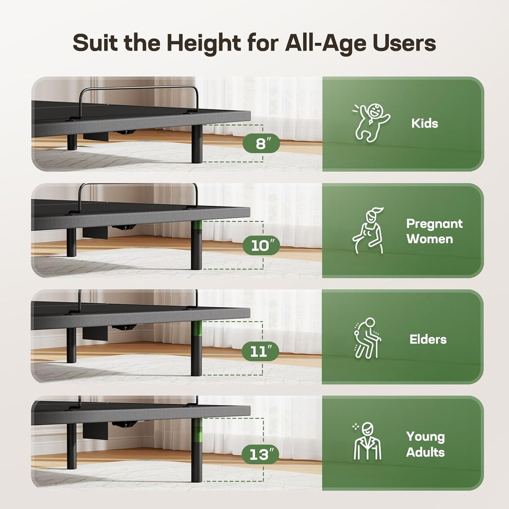 Marsail MS01-1 Queen Adjustable Bed Frame with Massage + 10-inch Gel Memory Foam Mattress, Adjustable Bed Base with Under-Bed Nightlight, Wireless Control Massage Adjustable Bed, Queen