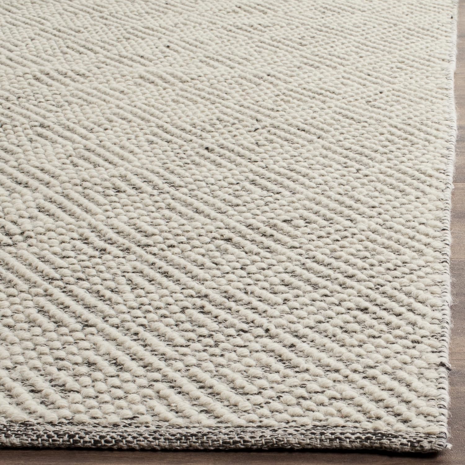 SAFAVIEH Natura Collection Area Rug - 9' x 12', Ivory & Light Grey, Handmade Wool, Ideal for High Traffic Areas in Living Room, Bedroom (NAT503A)