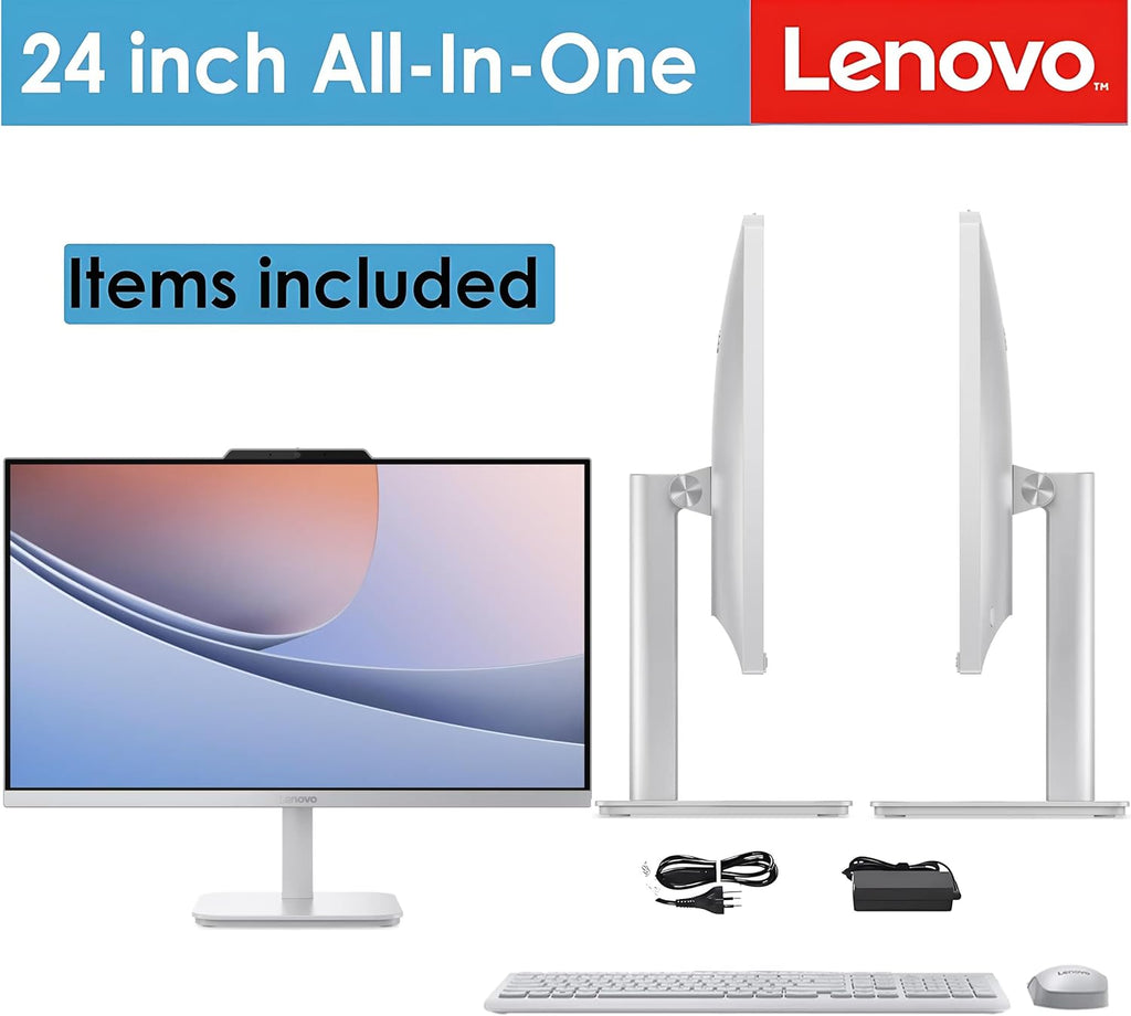 Lenovo 24" FHD All-in-One Desktop Computer for Home & Office  Intel Processor  16GB RAM  500GB External + 128GB PCIe  HDMI  Bluetooth 5.2  Business AIO  Vent-Hear  Wireless Keyboard & Mouse  Win 11
