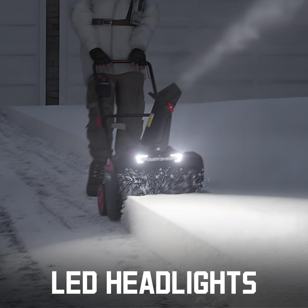 PowerSmart 40V Cordless Snow Blower  21'' Cleaning Width/6'' Cleaning Depth Snow Blower with LED Light & 30 FT Throwing Distance  Battery and Charger Included Perfect for Driveway Garden  Deck Garage