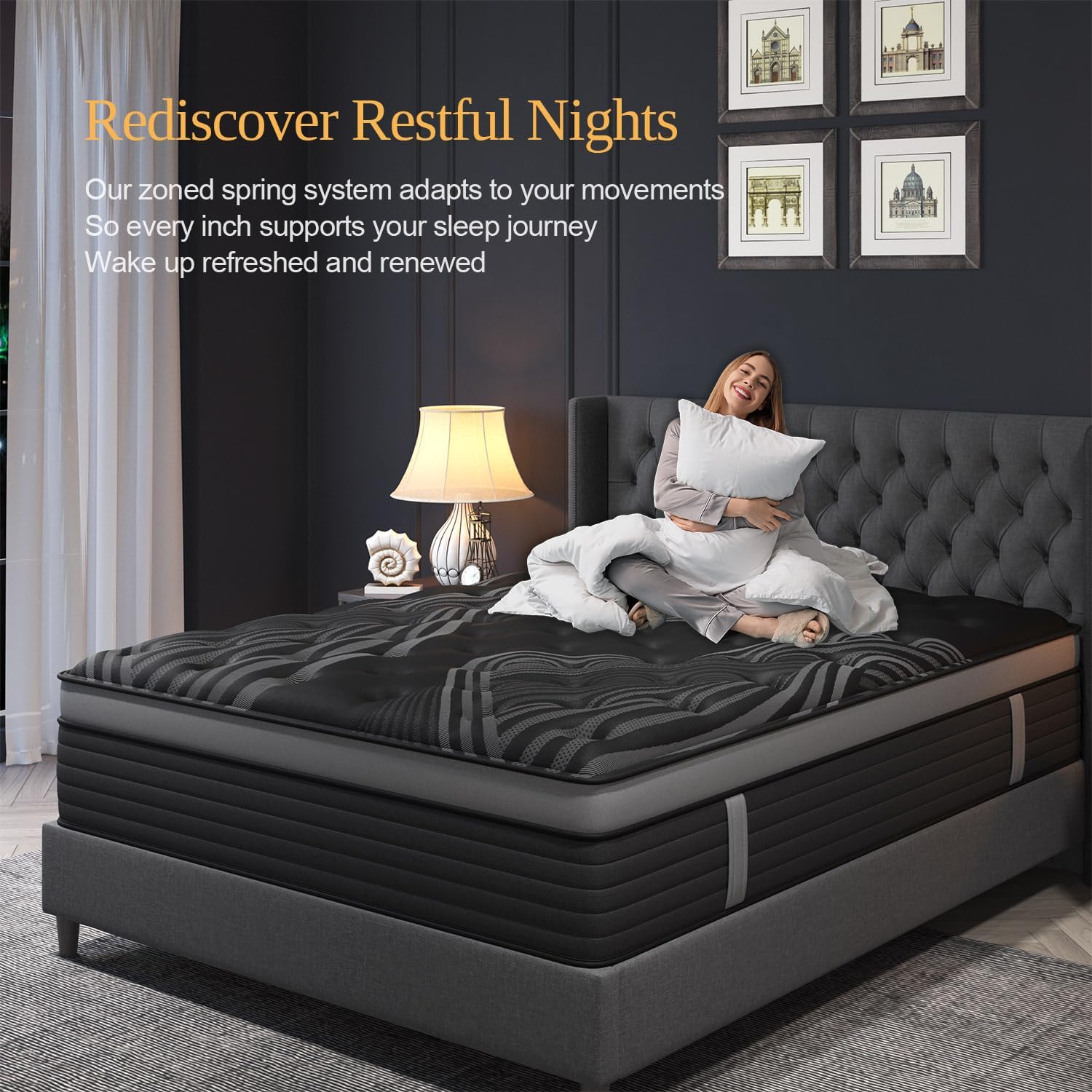 Queen Mattress, 12 Inch Hybrid Mattresses, Medium-Firm Feel with Pocket Springs & Cooling Gel Memory Foam, CertiPUR-US Certified for Enhanced Support, Cooling & Motion Isolation
