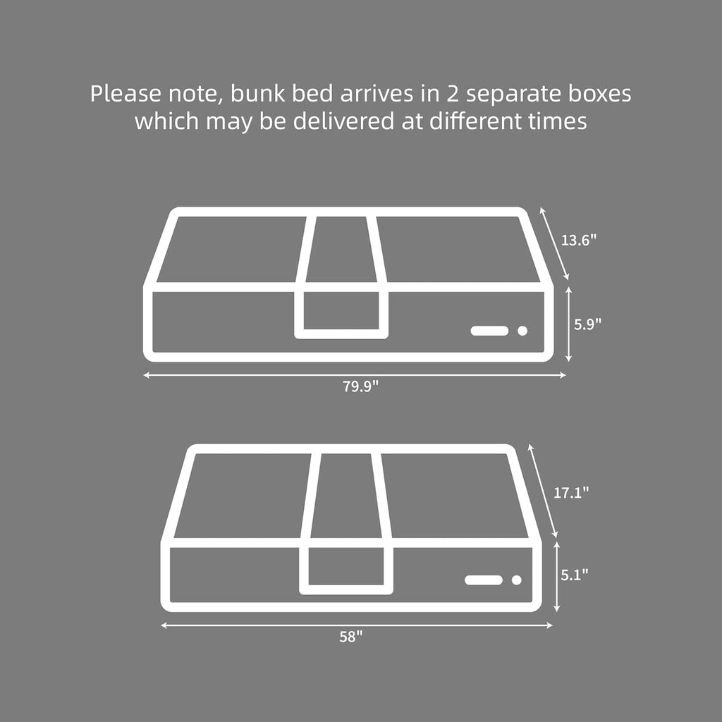 Full Over Full Bunk Bed with Ladder, Solid Wood Bunk Bed with High Guardrail and Ladder for Kids, Teens, Dorm Rooms, and Guest Rooms, No Box Spring Needed, Grey