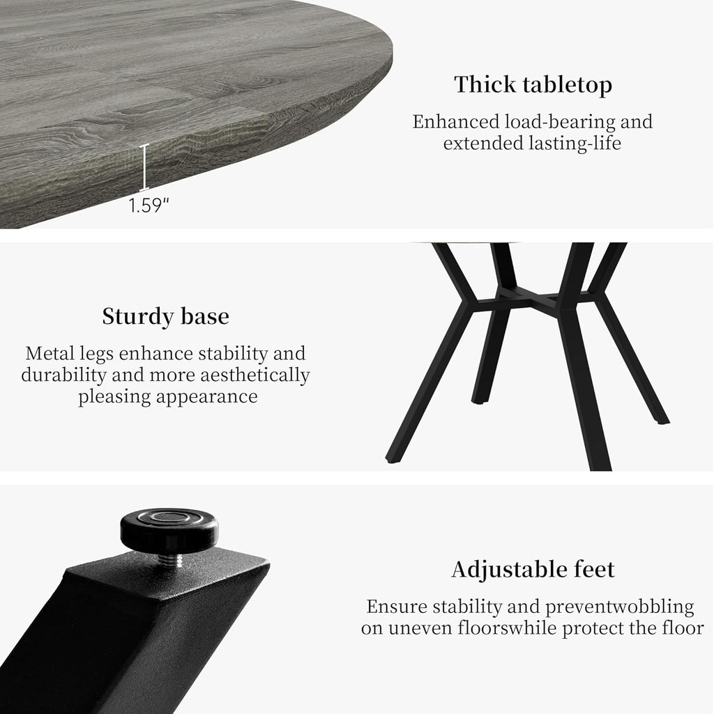 Extendable Round Dining Table Set for 6 People, 43.3"-59.1" Extendable Kitchen Table with 6 Upholstered Chairs, Space Saving for Kitchen Dining Room (Grey Table+6 Brown Chairs)