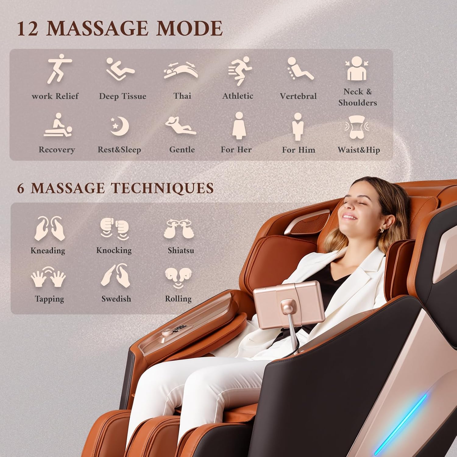 4D Massage Chair, Full Body Massage Chair, Zero Gravity Recliner w/ Intelligent Voice Control, 53.14" SL Track, Electric Calfrest Extension, 12 Auto Modes, USB Type-C, Bluetooth Speaker, TFT Screen