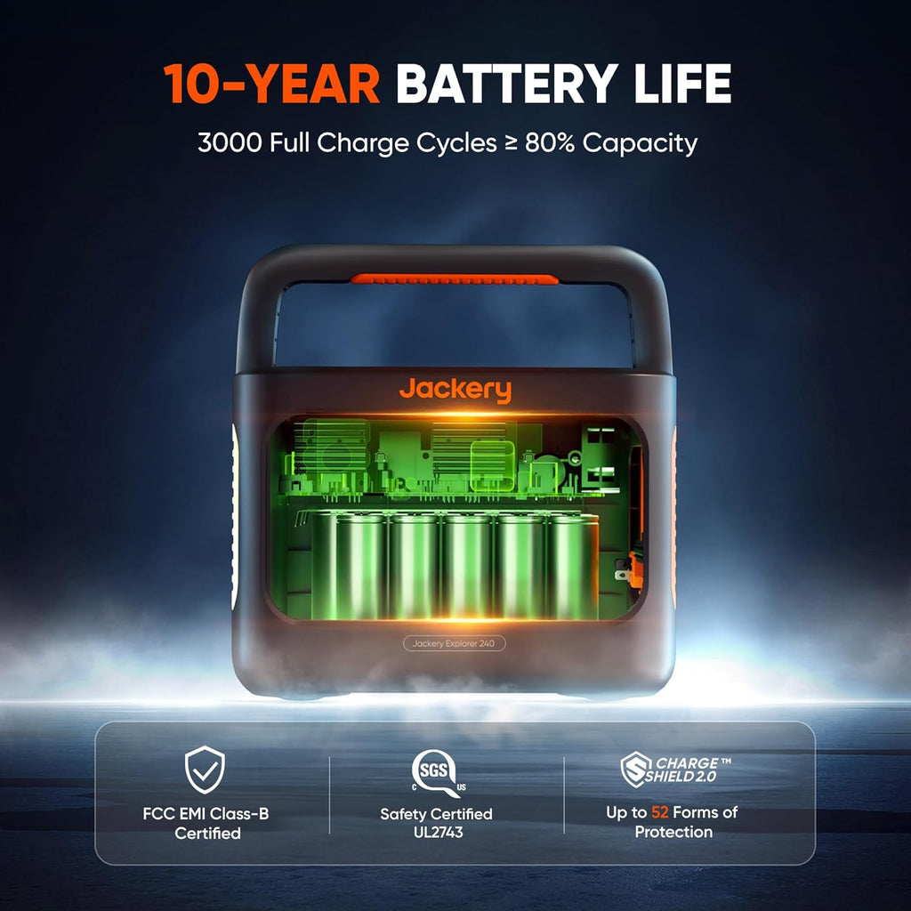 Jackery Solar Generator 240 v2 and 40W Mini Solar Panel  256Wh LiFePO4 Battery  300W AC & 100W USB-C Output  Ultra Fast Solar Charging for Outdoors  Camping  Travel & Emergencies