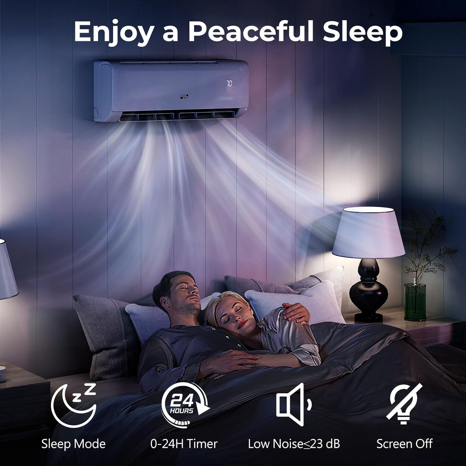 COSTWAY 24000 BTU Mini Split Air Conditioner, Energy Star, with Remote, Compatible with Alexa, Googlehome, Heat Pump, 21 SEER2 Inverter, 24H Timer, for Rooms up to 1500 Sq.Ft (Airtural Series)