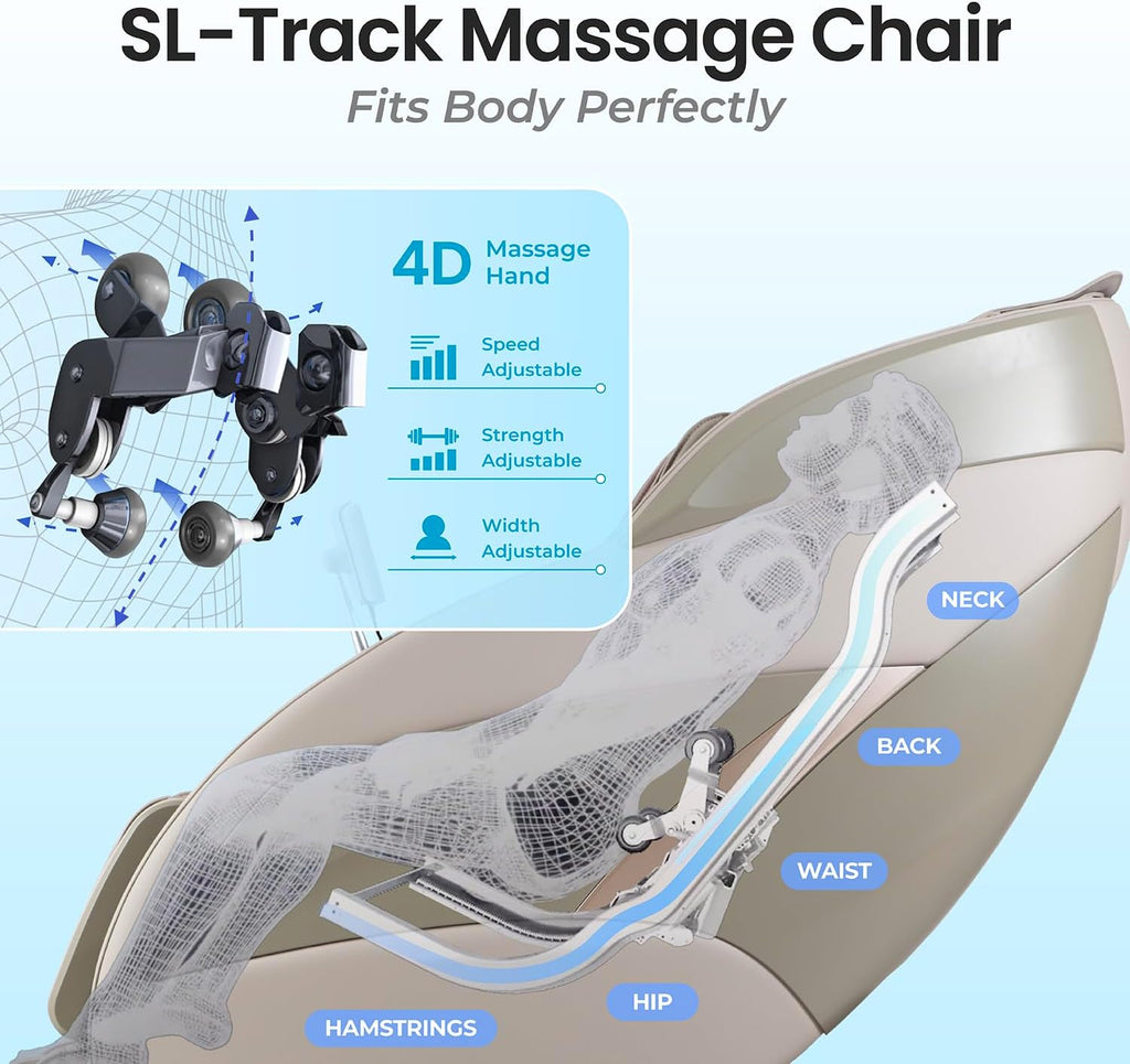 Titan 4D Endor l Full Body Massage Chair l 4D Massage Roller l SL Track l 3 Stage Zero Gravity Reclining l Vertebral Massage l Soothing Lumbar Heating l Bluetooth Speakers (Black)