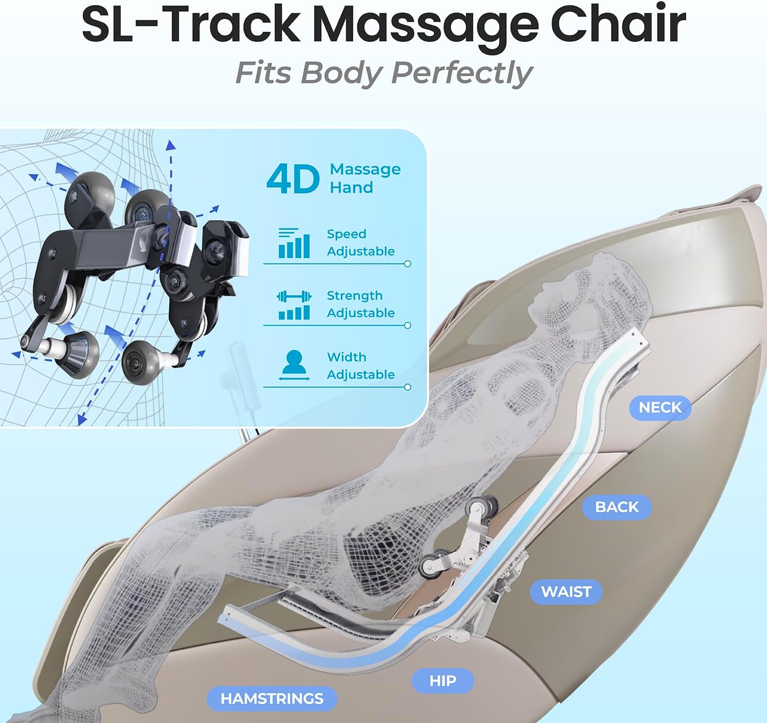 Titan 4D Endor l 4D Full Body Massage Chair l SL Track l 3 Stage Zero Gravity Reclining l Body Relief l Automatic Body Scanning l Specialized Massage Programs l Bluetooth Speakers (Taupe)