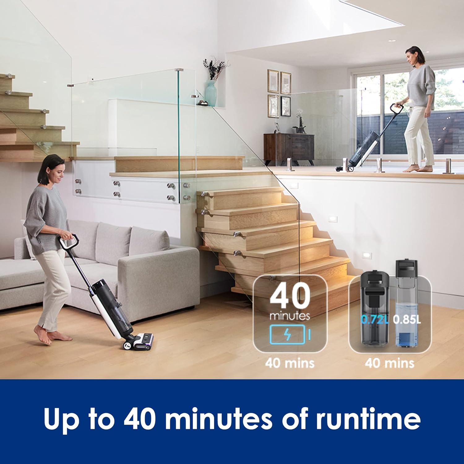 Tineco Floor ONE S7 PRO Cordless Wet Dry Vacuum Cleaner, Smart Floor Cleaner Mop for Hard Floors, Long Run Time, Dual-Sided Edge Cleaning, Self-Cleaning, Centrifugal Drying Process