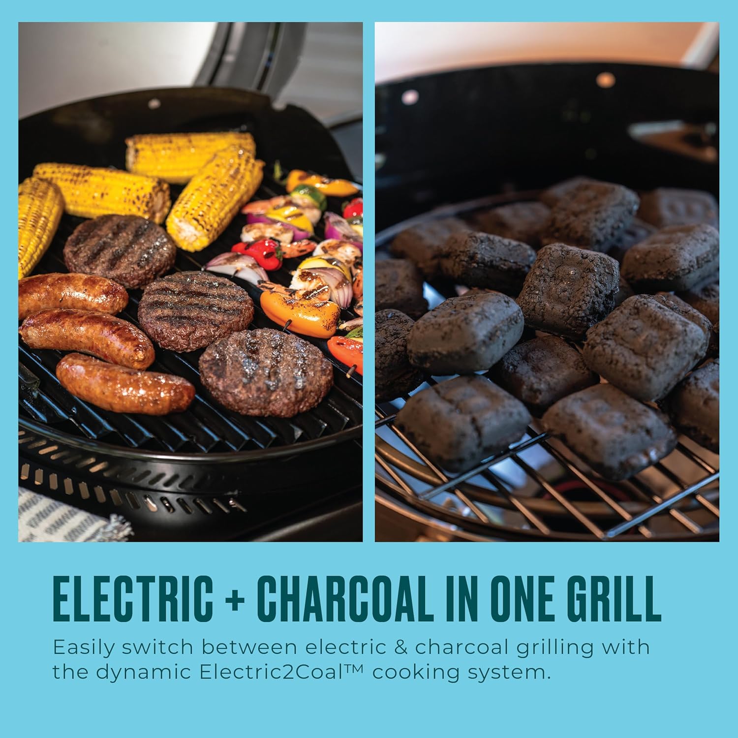 Charbroil 3-in-1 Dual Fuel Outdoor Bistro Pro Electric Grill & Griddle + Charcoal Mode BBQ  Black - 25302145