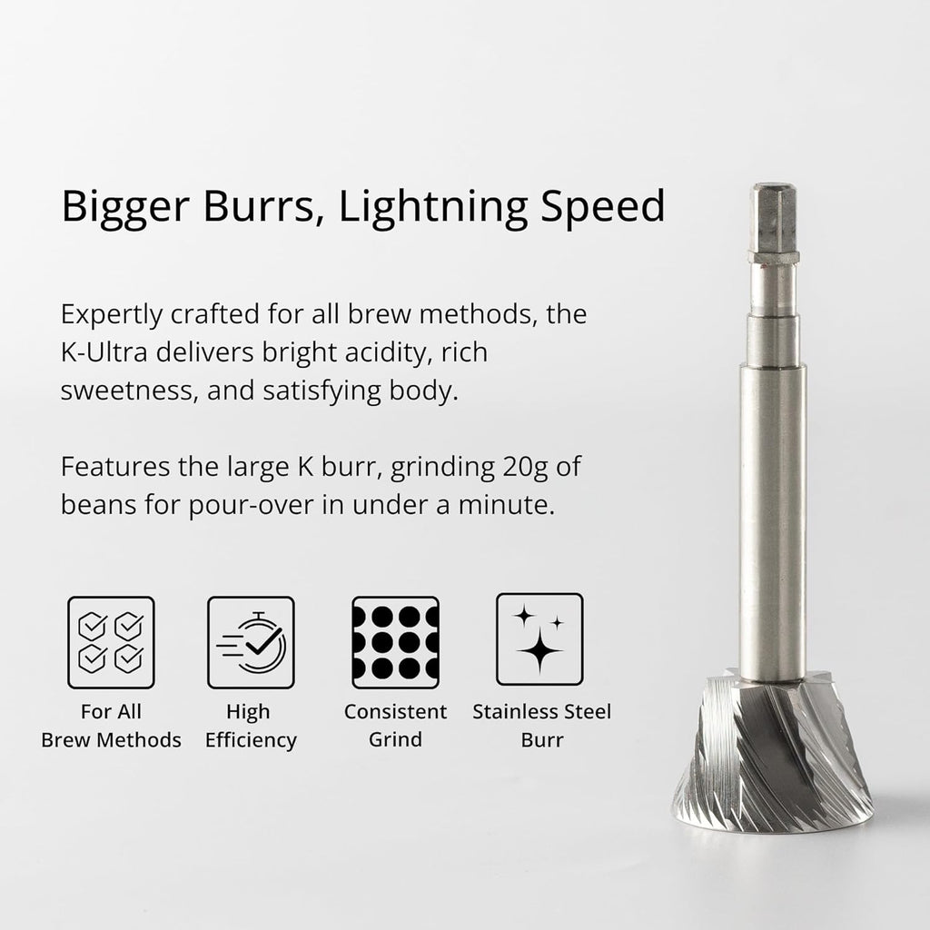 1Zpresso K-Ultra Manual Coffee Grinder Iron Gray with Carrying Case, Assembly Consistency Grind Stainless Steel Conical Burr, Foldable Handle, Numerical External Adjustable Setting, All-Round Grinder