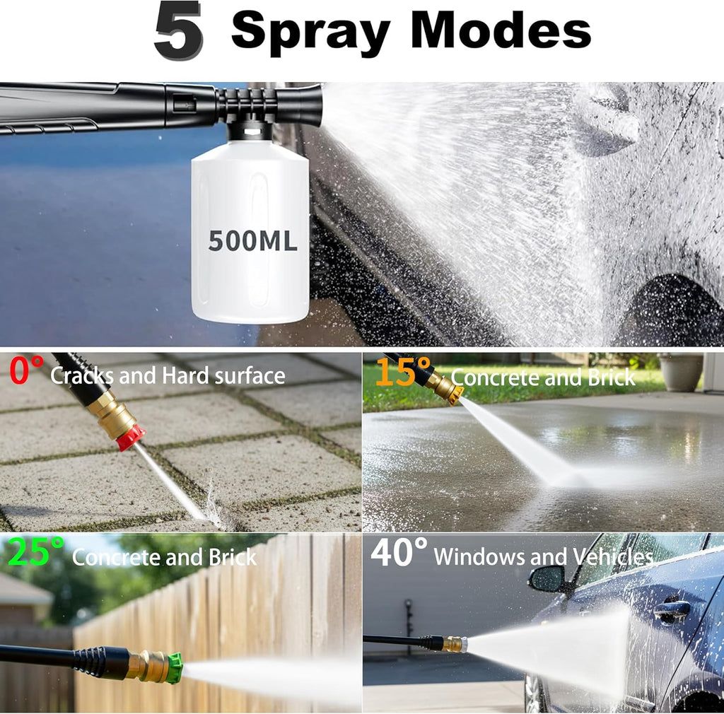 2026 Upgrade Pressure Power Washer 4800PSI w/4 Quick Connect Nozzles  Inlet Hose & Filter&500ML Soap Tank  High Cleaning Machine for Cars/Fences/Driveways/Patios/Home Cleaning Blue