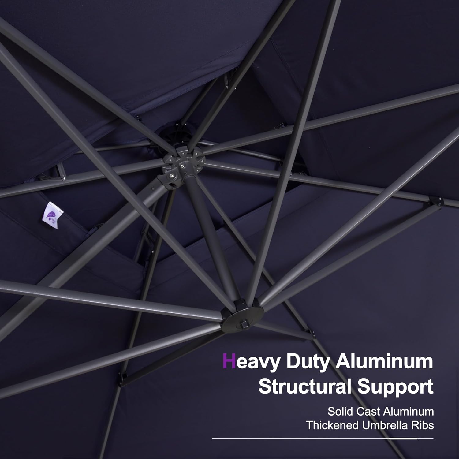 PURPLE LEAF 10' X 13' Cantilever Outdoor Umbrellas Large Patio Umbrella Hanging Double Top Rectangle Offset Umbrella with 360°Rotation Tilting Umbrella Outdoor Patio Navy Blue