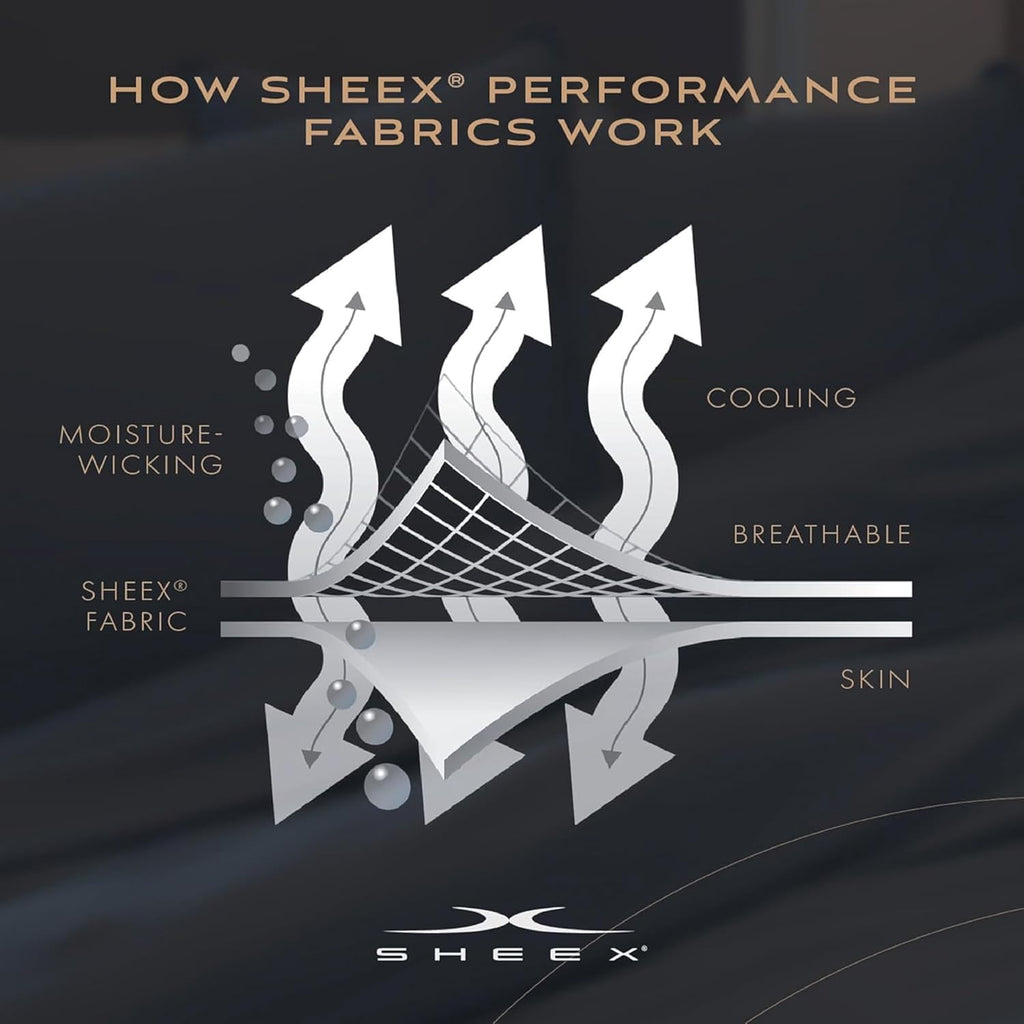 SHEEX - Original Performance Sheets Set (King/California King) Graphite - Cooling Sheets - Moisture Wicking - 1 Flat Cooling Sheet, 1 Fitted Cooling Sheet, 2 Pillow Covers - Wrinkle Free - Sleep Aid
