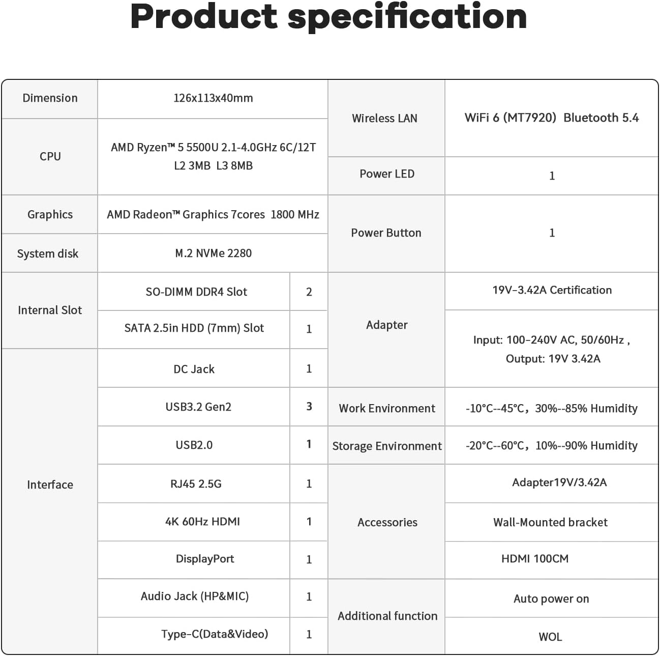 Beelink SER5 Mini PC AMD Ryzen 5 5500U(up to 4.0 GHz 6C/12T) Mini Computer with 16GB DDR4/500GB M.2 PCle4.0 SSD Support Triple Screen Display WiFi6 BT5.4 Type-C 2.5Gbps LAN