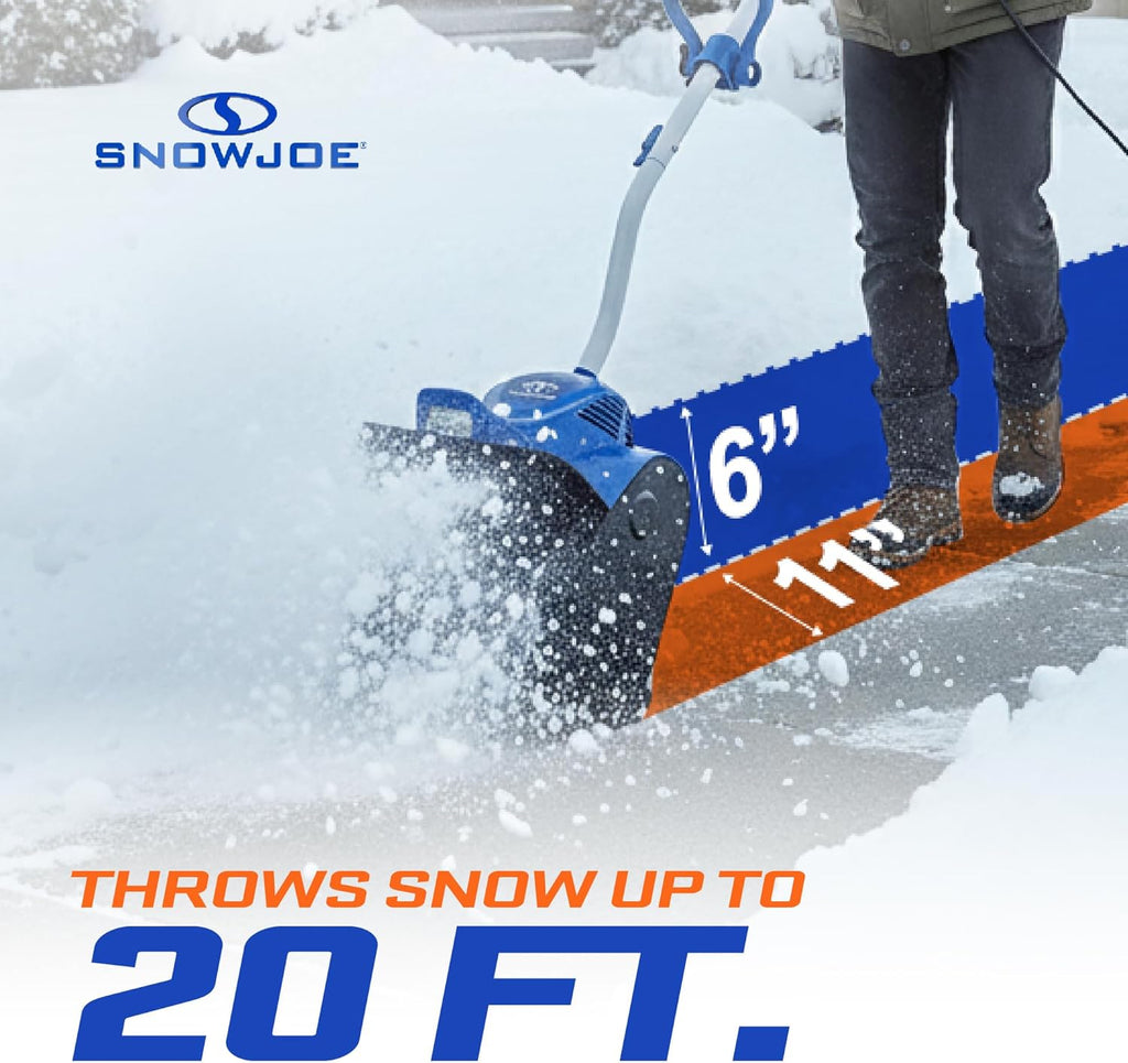 Snow Joe Corded Electric Snow Shovel  10 Amp Powered Snow Thrower with Headlight and 11" Clearing Path for Decks  Steps  Patios and Sidewalks  324E
