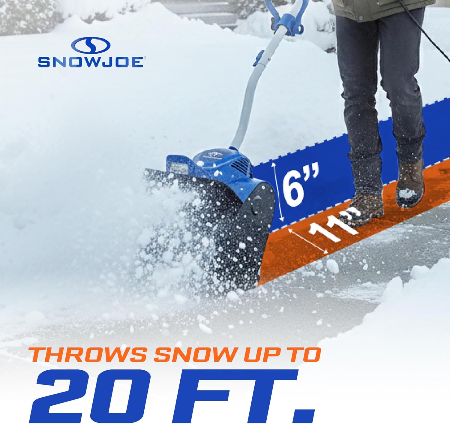 Snow Joe Corded Electric Snow Shovel  10 Amp Powered Snow Thrower with Headlight and 11" Clearing Path for Decks  Steps  Patios and Sidewalks  324E