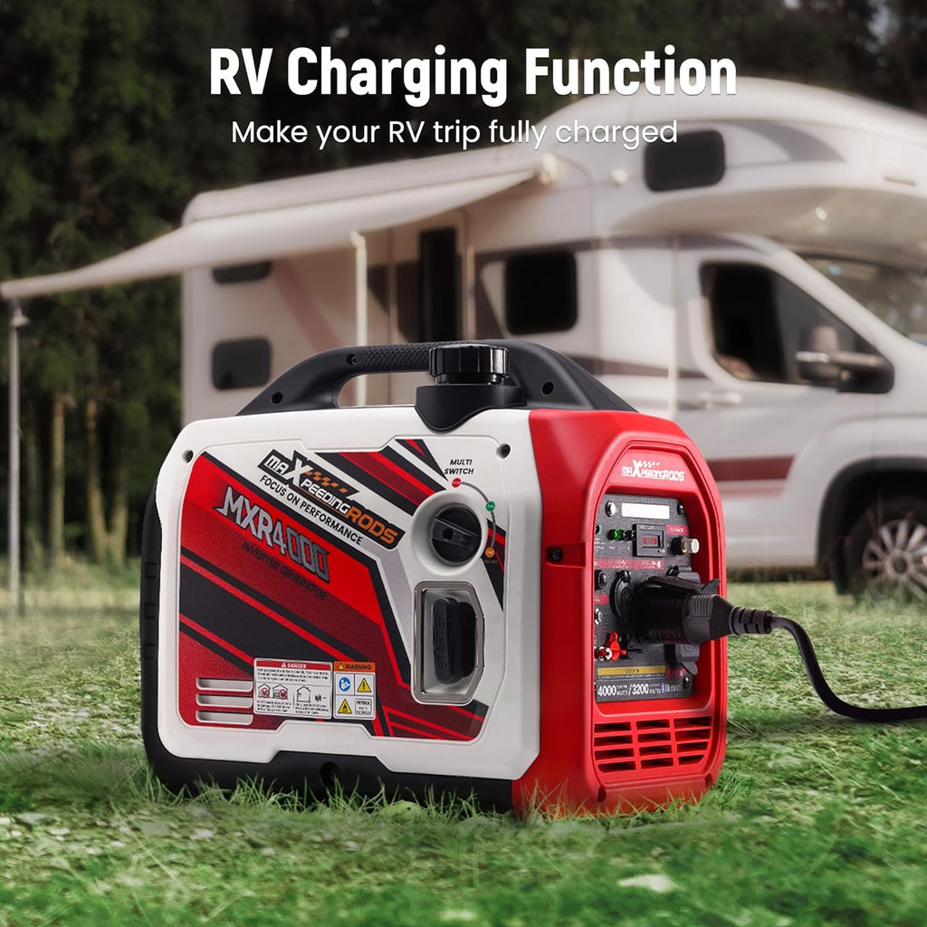 maXpeedingrods 4000 Watt Inverter Generator Portable  Bluetooth® App Remote Data Monitor  RV Ready  Gas Powered Generator with CO Alarm for Outdoor Camping  Home Backup