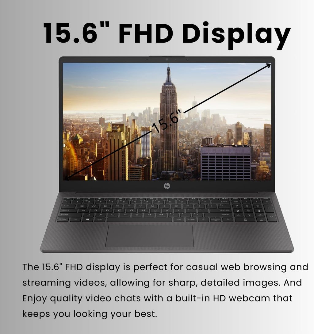 HP 255 G10 15.6" FHD Business Laptop  AMD Ryzen 7 7730U  16GB RAM  512GB PCIe SSD  Numeric Keypad  Webcam  Wi-Fi 6  HDMI  Windows 11 Pro  Black