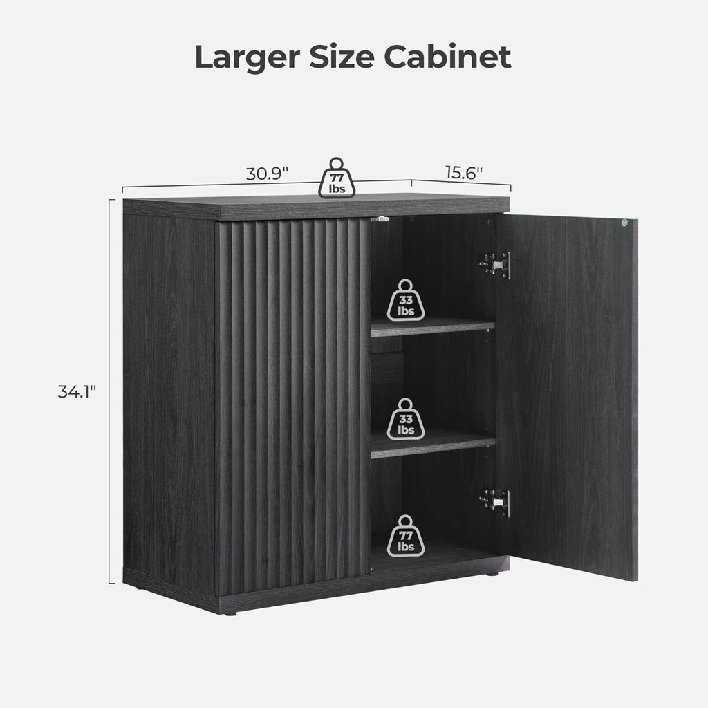 SICOTAS Buffet Cabinet with Storage Accent Sideboard Modern Credenza with Doors & Shelves Fluted Media Console Mid Century Coffee Bar Table for Living Room Kitchen Dining Room Hallway(3PCS)
