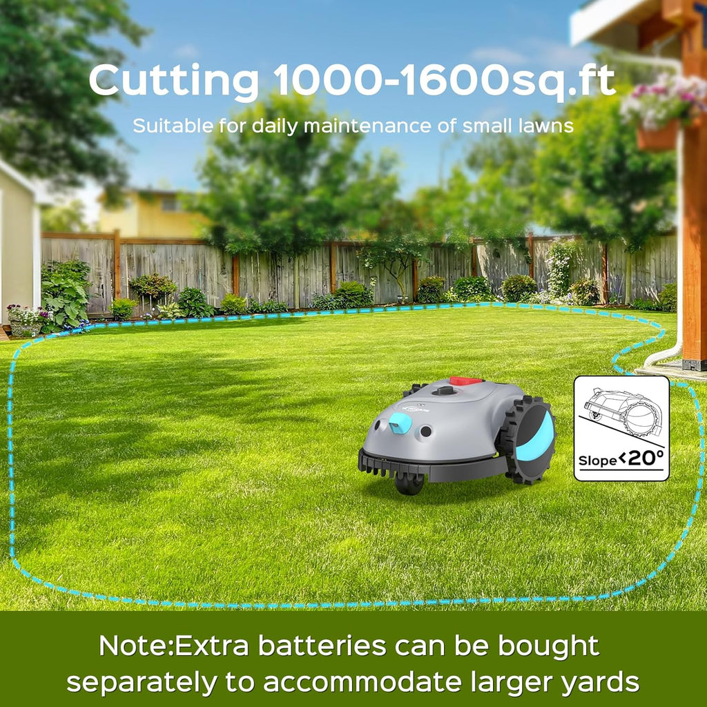 V100 Robot Lawn Mower with HD Vision Navigation  Smart Obstacle Detection  Collision Sensors  Adjustable Cutting Height  Low-Noise Operation—Perfect for Small Lawns up to 1 600 sq ft.