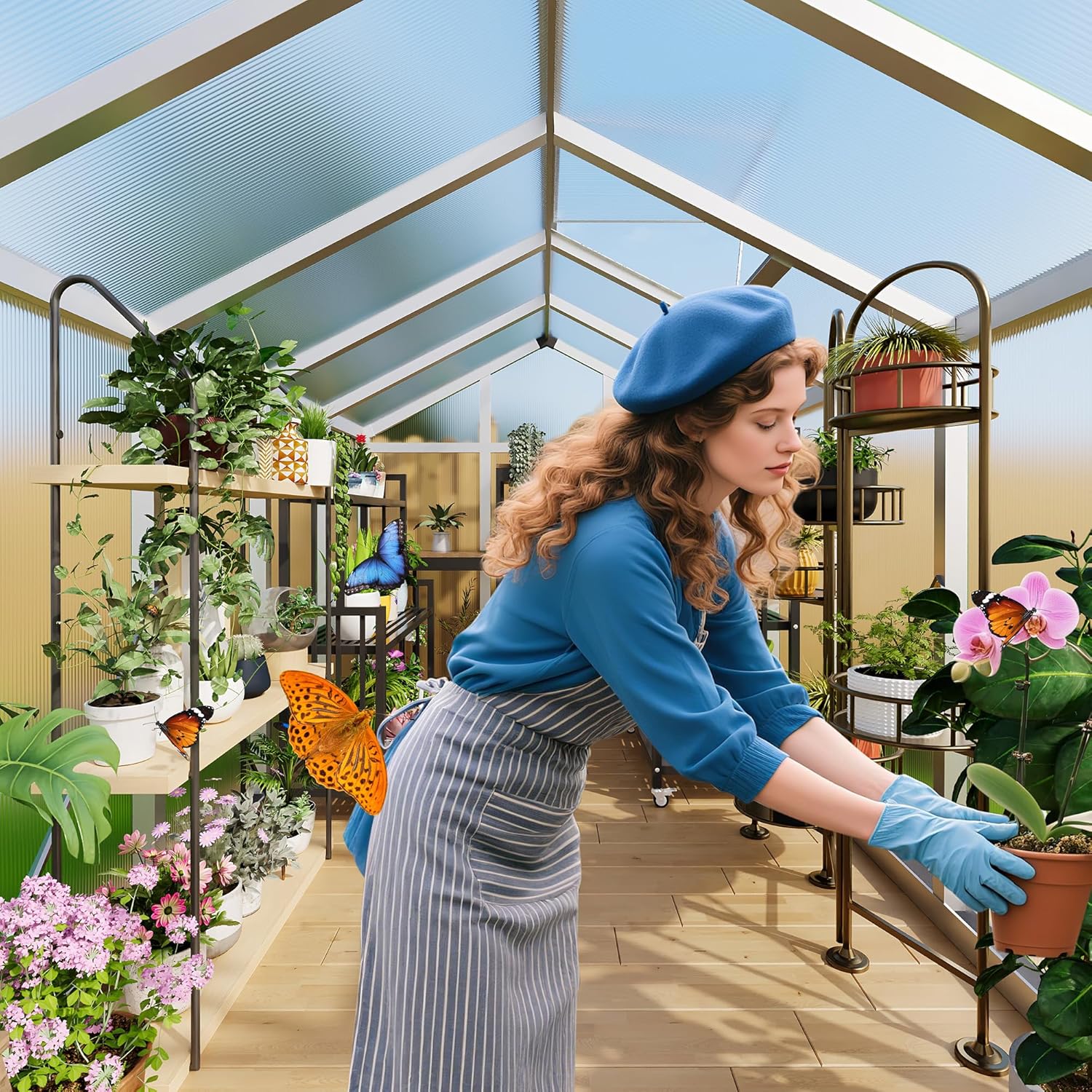 6 x 10 ft Greenhouse  Greenhouses for Outside  Polycarbonate Greenhouse with Aluminum Frame  Lockable Door and Ajustable Roof Vent for Backyard  Green Houses for Outside Garden Backyard  Patio