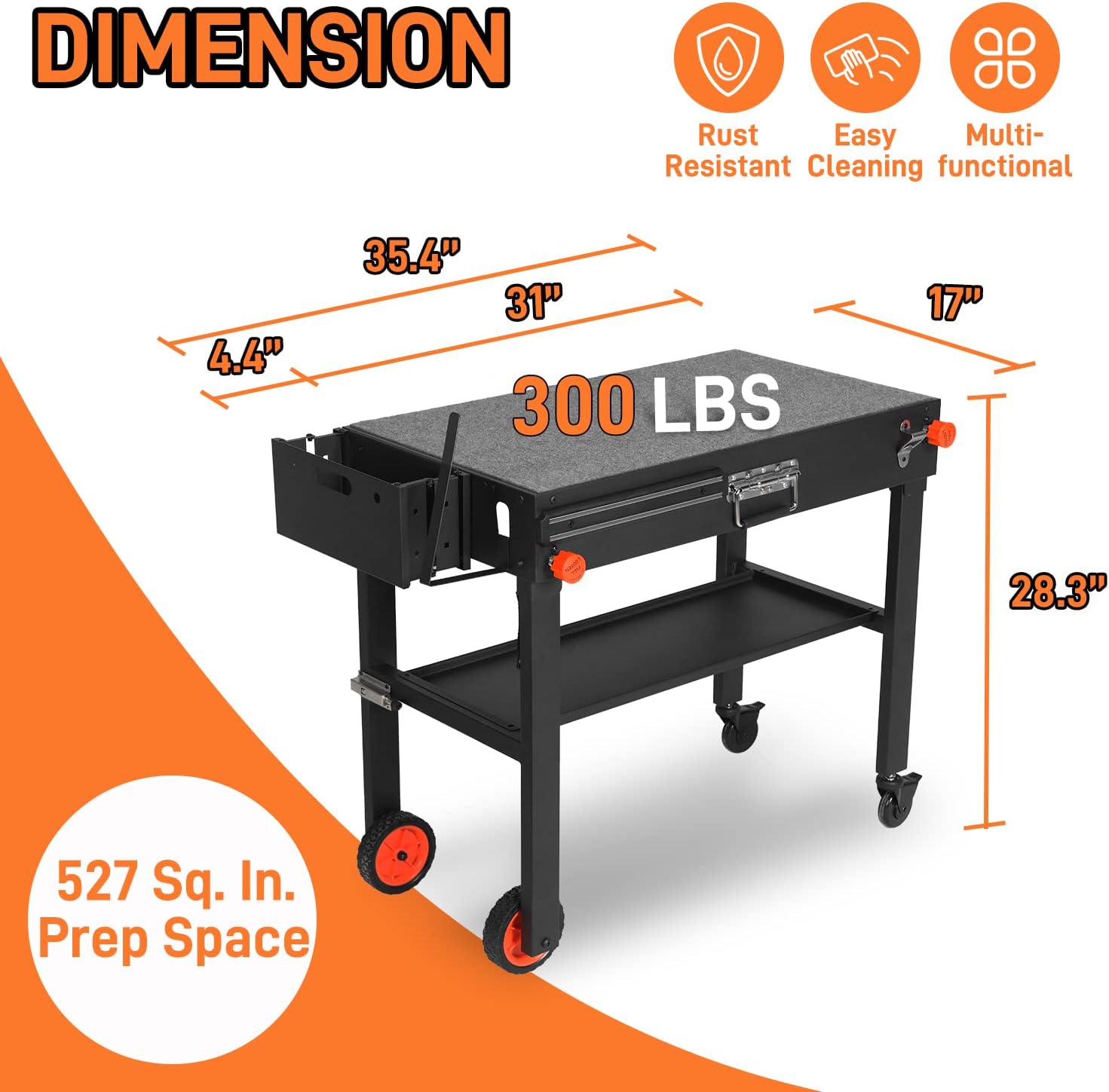 Grill Table for Blackstone Griddle  Portable Griddle Table with Caddy - Fit 17” or 22” Other Tabletop Grill  Foldable Ninja Grill Stand& Blackstone Griddle Stand for Outdoor Tailgating-Camping