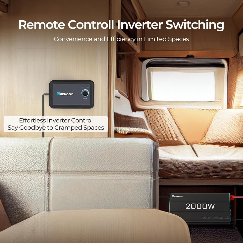 Renogy Inverter P2 2000W Pure Sine Wave Inverter 12V DC to 110V AC Converter  Off-Grid Solar Power Inverters for Vehicles  Truck  RV  Home  with Built-in 5V/2.1A USB / Hardwire Port  Remote Controller
