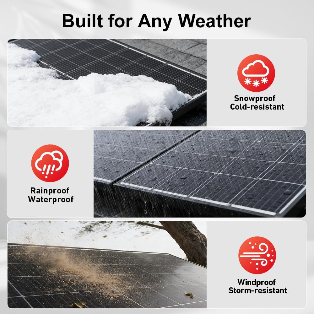 DOKIO 400W 31V Mono Solar Panel - Works for 12V/24V Systems  Equipped with 9.84ft MC4 Wiring  Perfect for Gardens  Courtyards  Greenhouses  Sheds  Terraces & Off-Grid Battery Charging
