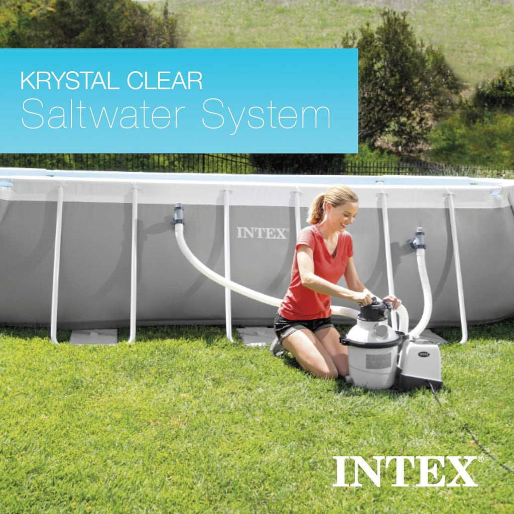 Intex Sand Filter Pump & Saltwater System for Up to 15 000 Gal Pools  Krystal Clear - Automatic Algae Control & Above-Ground Swimming Pool Cleaning