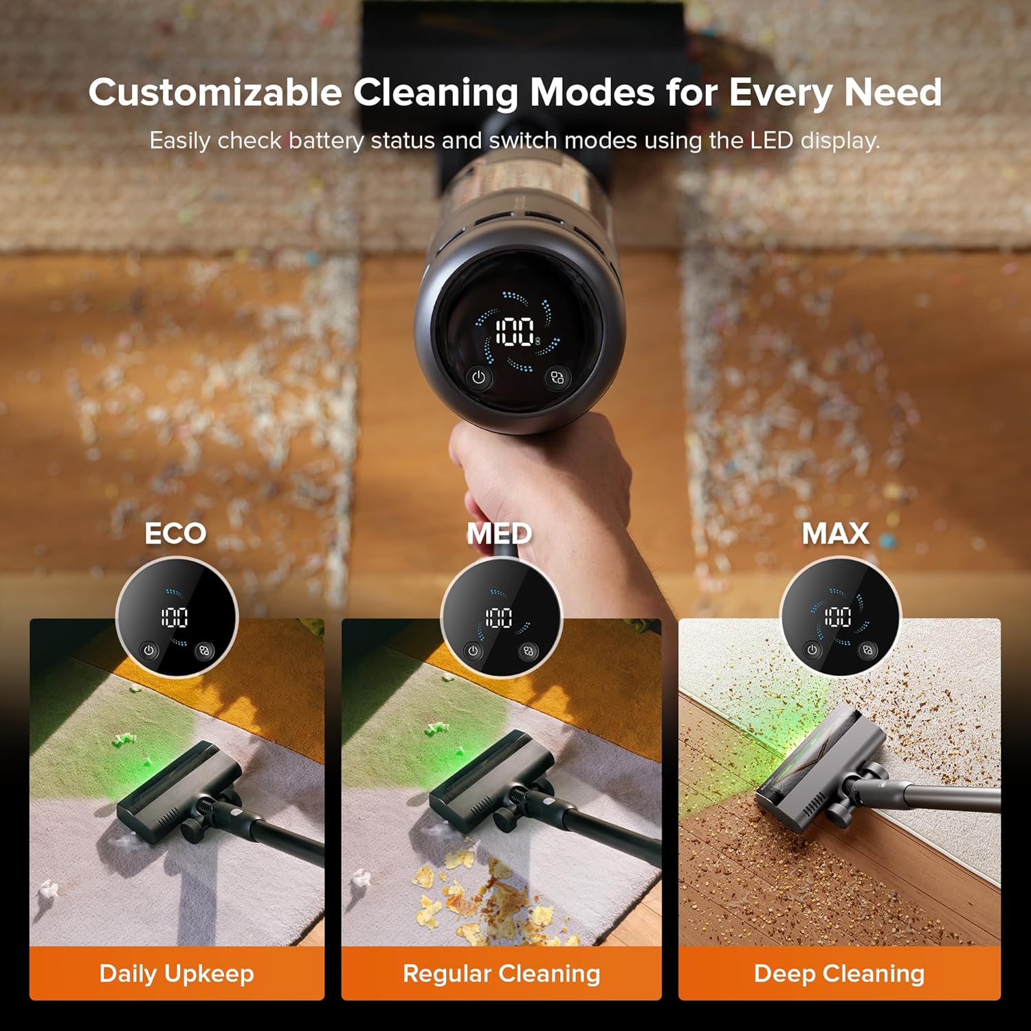 roborock H60 Hub Ultra Cordless Vacuum Cleaner with Auto-Empty Dock, 210AW Suction Stick Vacuum Cleaners for Home and Pet Hair, Rechargeable, 90-Min Runtime, Anti-Tangle Brush, 140° LED Dust Detection