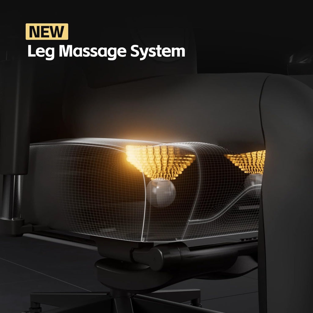 AutoFull M6 Ergonomic Gaming Chair – with 3rd-Gen Dynamic Lumbar Support, Lumbar & Leg Massage, Ventilated & Heated Seat, 360° Mechanical Armrests, Retractable Footrest (Black)