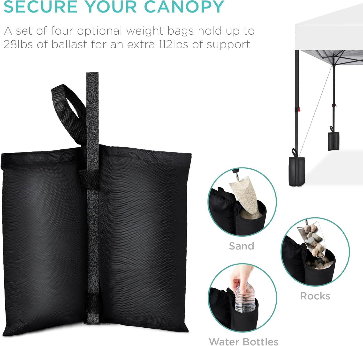 Best Choice Products 12x12ft Pop Up Canopy Tent  Outdoor Shade  1 Person 1 Minute Set Up  Carry Case  4 Weight Bags - White