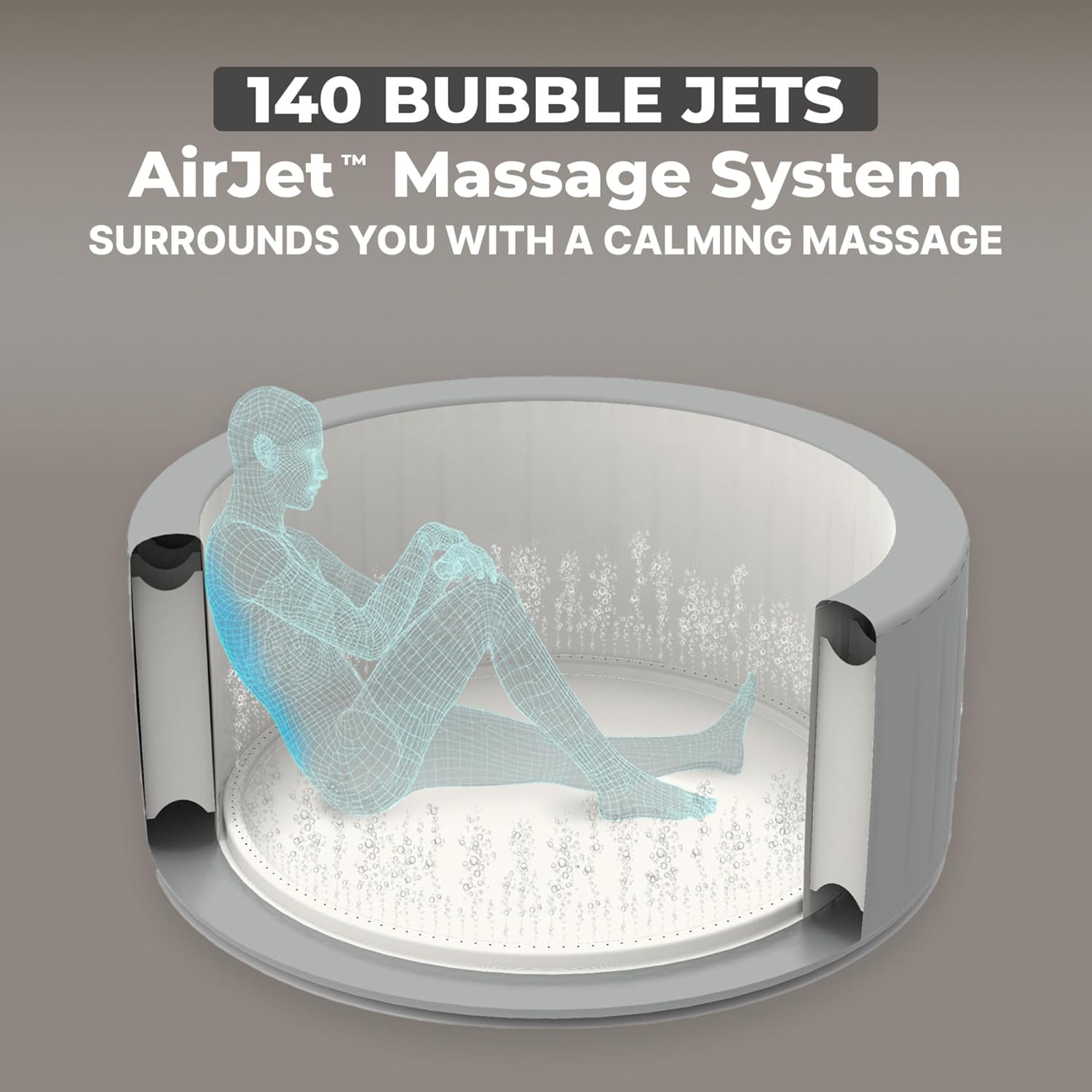 Coleman SaluSpa Atlantis AirJet Inflatable Hot Tub  4 to 6 Person Square Portable Outdoor Spa with 140 Air Jets  App Control and EnergySense Insulated Cover  71" x 28"