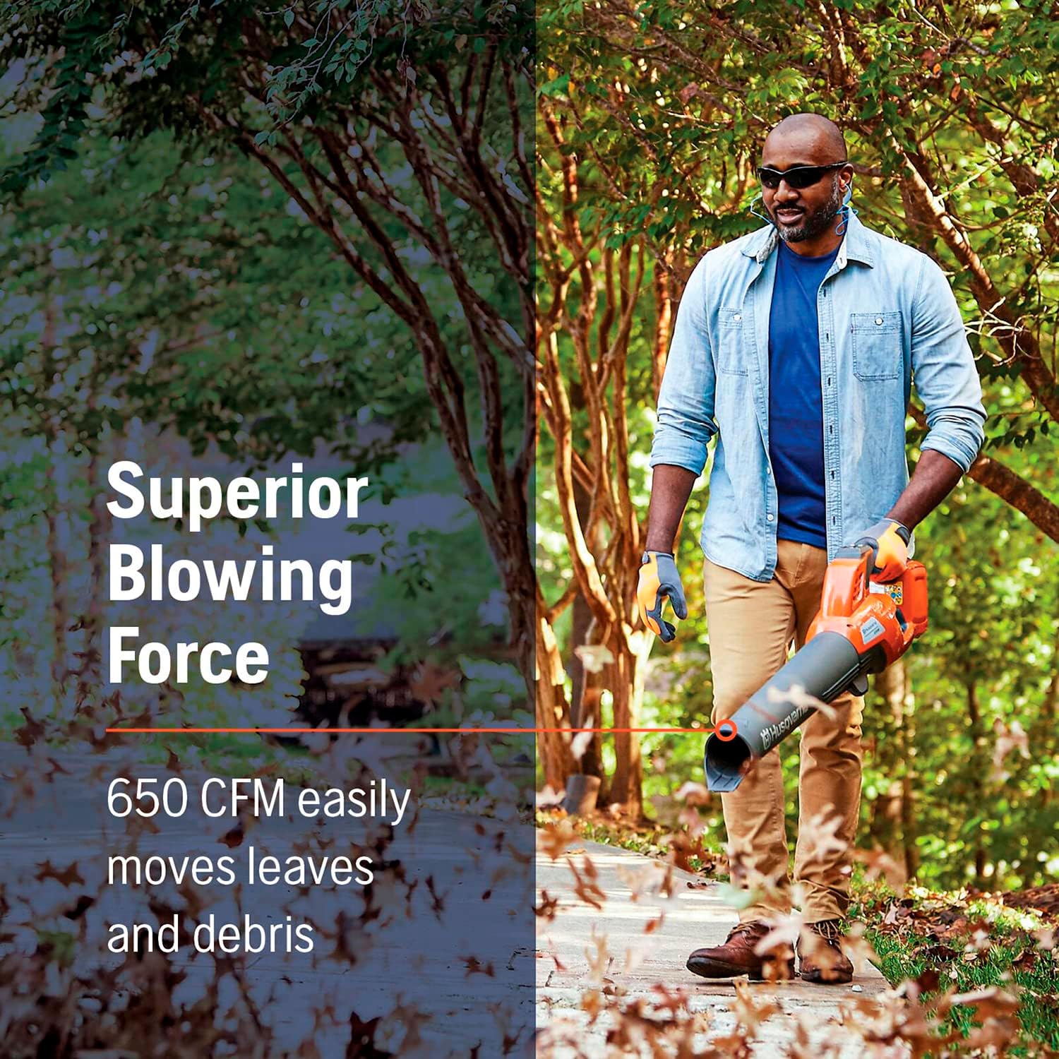 Husqvarna 230iB Battery Powered Cordless Leaf Blower  136-MPH 650-CFM Electric Leaf Blower with Brushless Motor and Quiet Operation  40V Lithium-Ion 4 Ah Battery and Charger Included  970480204