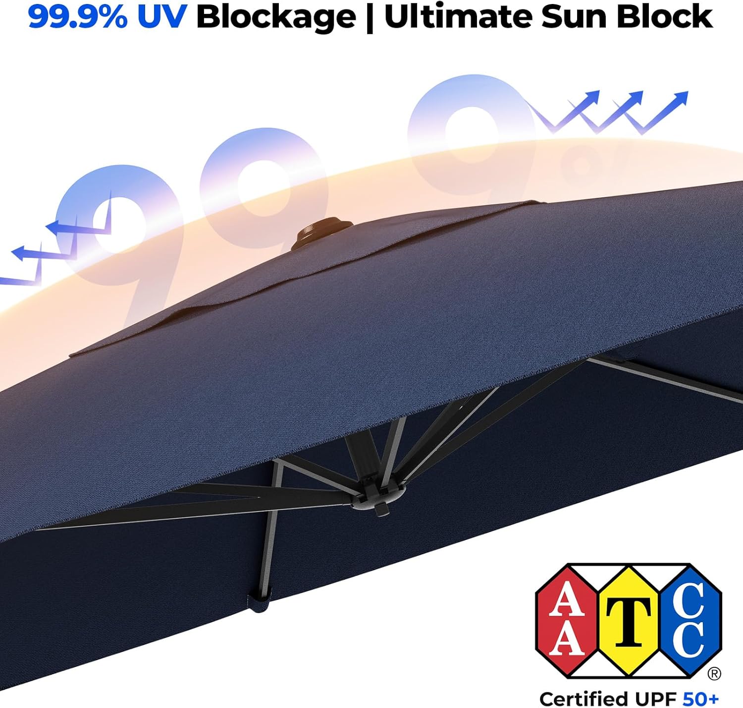 HOMSHADE 9x12FT Cantilever Patio Umbrella Outdoor with Base- Large Offset Heavy-Duty Aluminum Umbrella with 360° Rotation  6 Tilts  Windproof  3-Year Fade Resistance for Pool Deck  Navy Blue