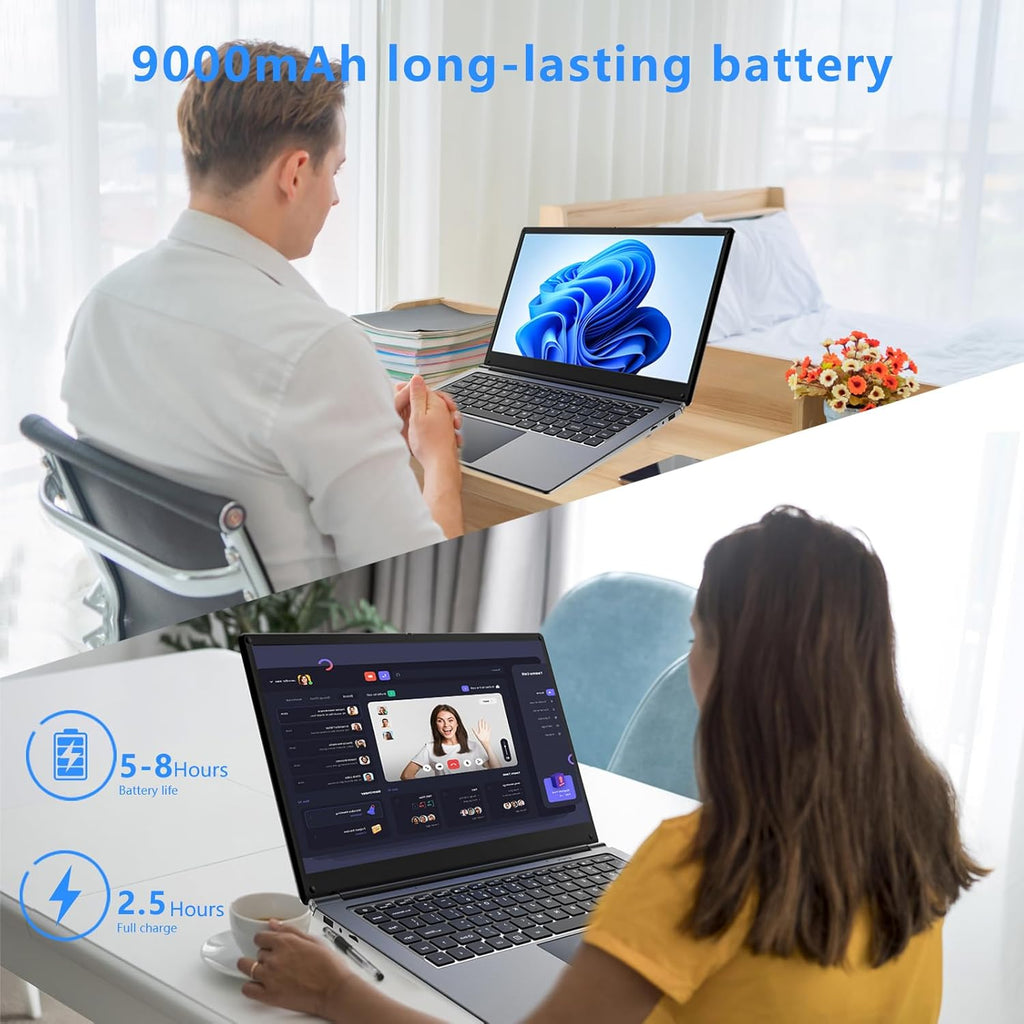 laptop 16-inch   8GB DDR 256GB SSD portable laptop computer  expandable to 1TB  Pentium quad-core CPU up to 2.64 GHz  9000mAh battery  interface  USB3.0 interface  dual-band WiFi  webcam  slim laptops