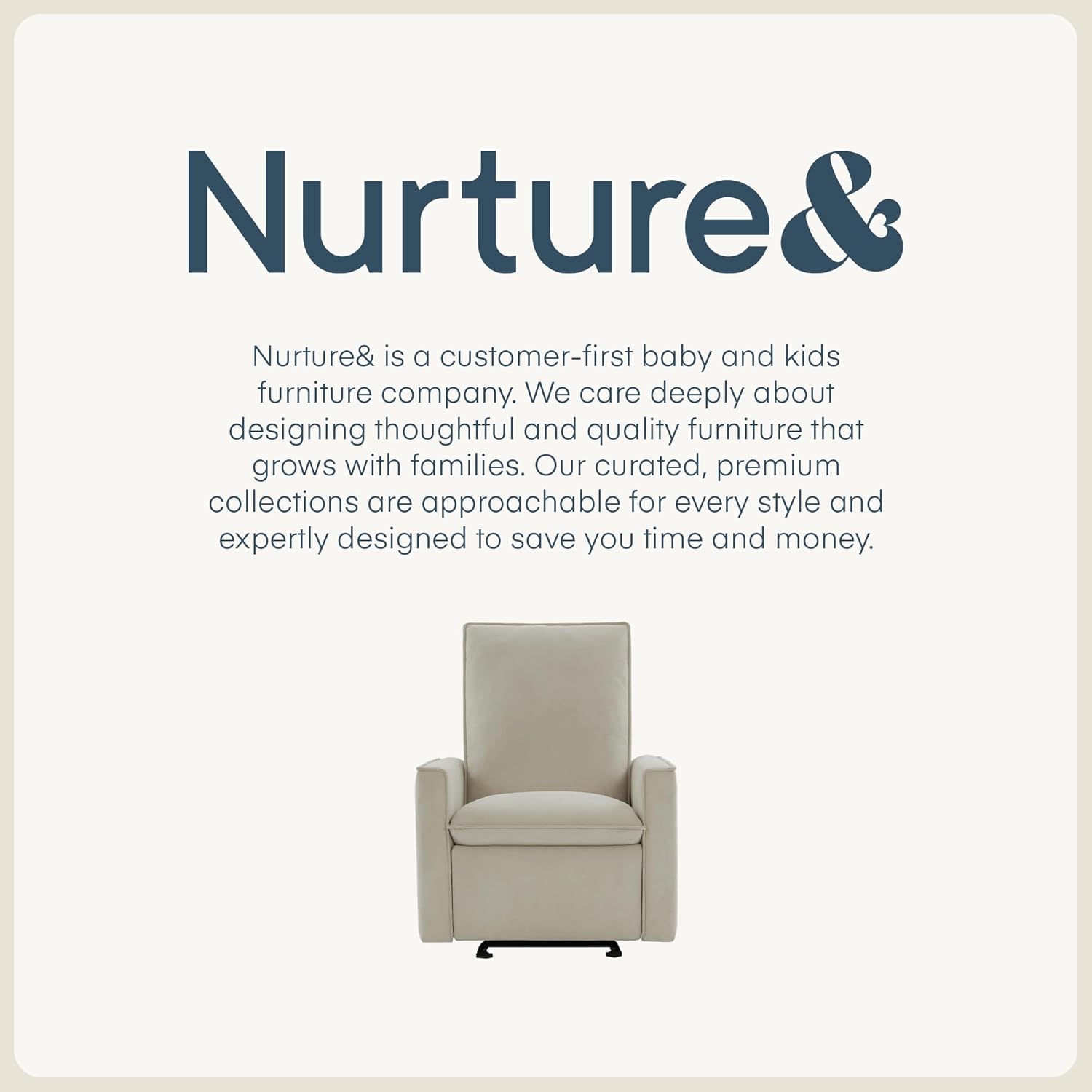 Nurture& Montauk Power Glider Recliner – Premium Nursery Recliner Chair with USB‑A/C, Adjustable Headrest & Gentle Glide, Stain‑Resistant Upholstery, Comfortable & Space‑Smart, Ivory