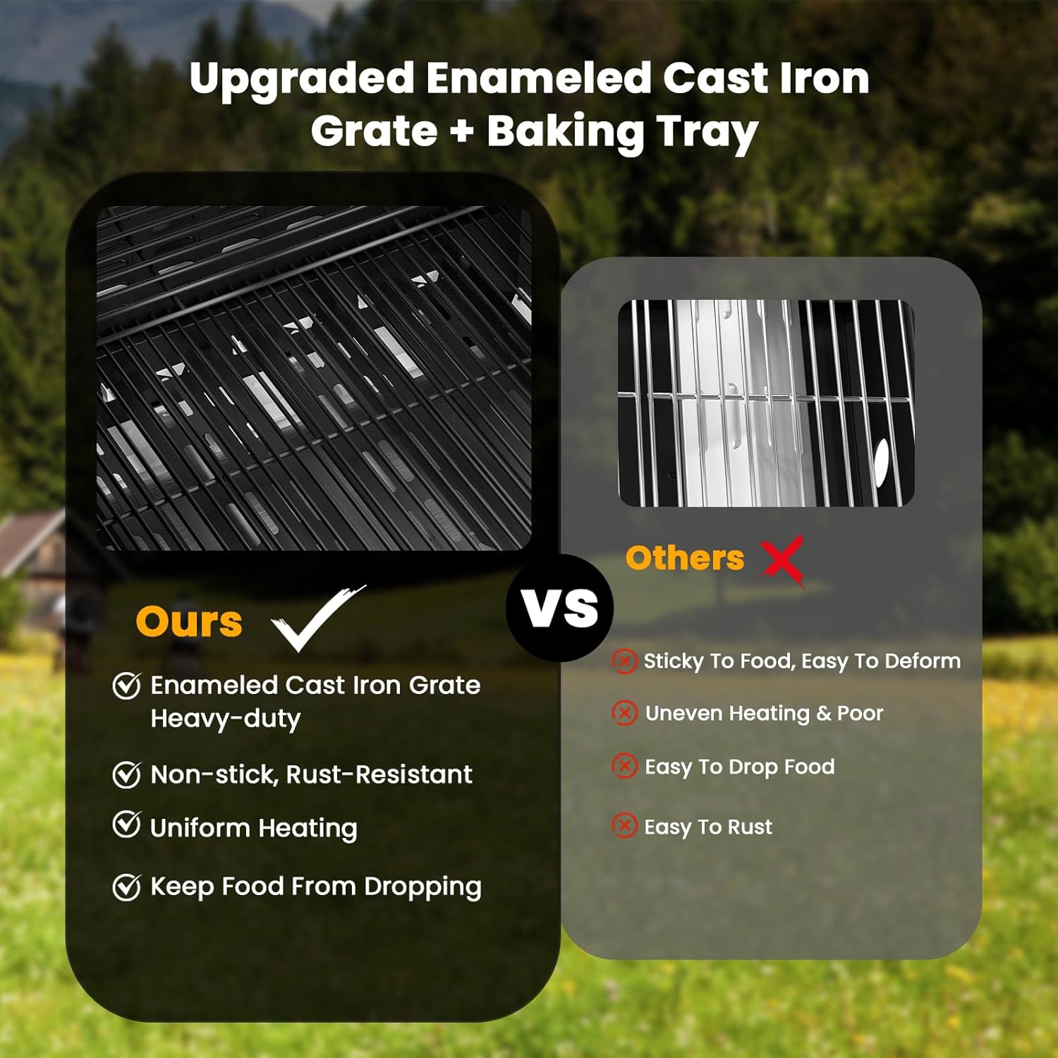 4-Burner Gas Grill with Side Burner Stainless Steel Propane Grill with Porcelain-Enameled Grills Built-In Thermometer 42000BTU BBQ Grill for Outdoor Cooking and Patio Barbecues