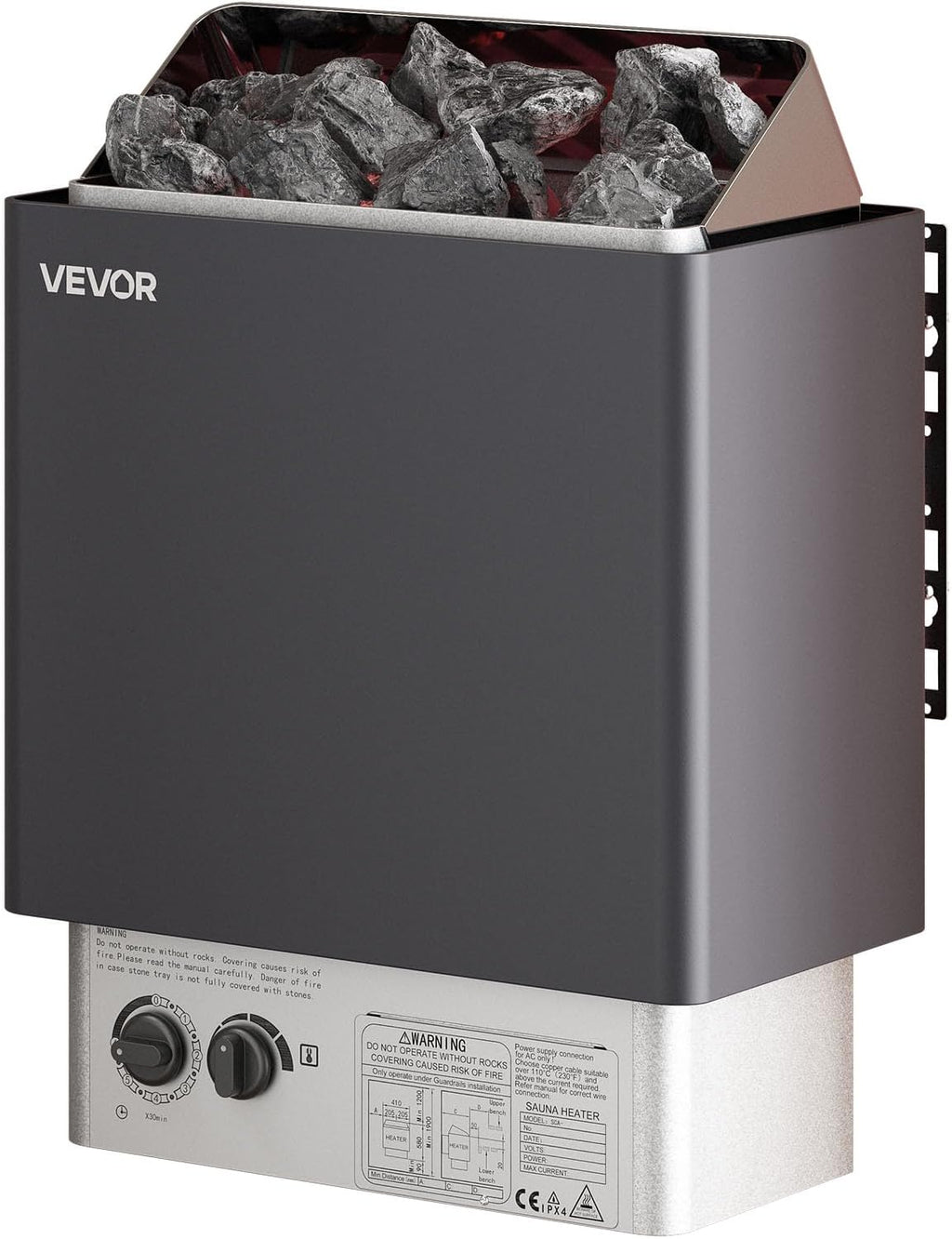 VEVOR Sauna Heater 220V Electric Sauna Stove  Steam Bath Sauna Heate 3h Timer and Adjustable Temp for Max. 176-318 Cubic Feet  Home Hotel Spa Shower Use (6KW) FCC Certification