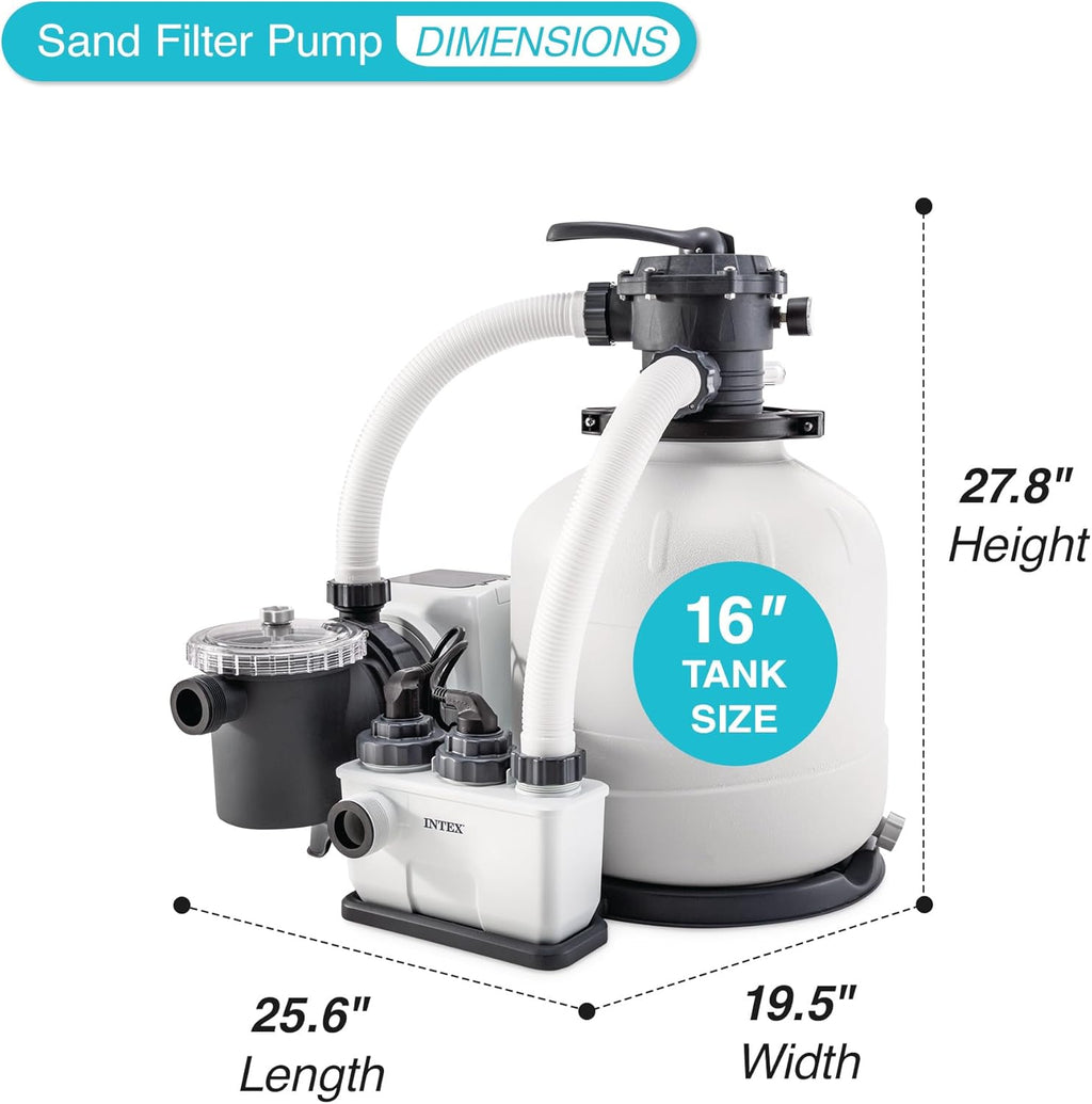 Intex Sand Filter Pump & Saltwater System for Up to 15 000 Gal Pools  Krystal Clear - Automatic Algae Control & Above-Ground Swimming Pool Cleaning
