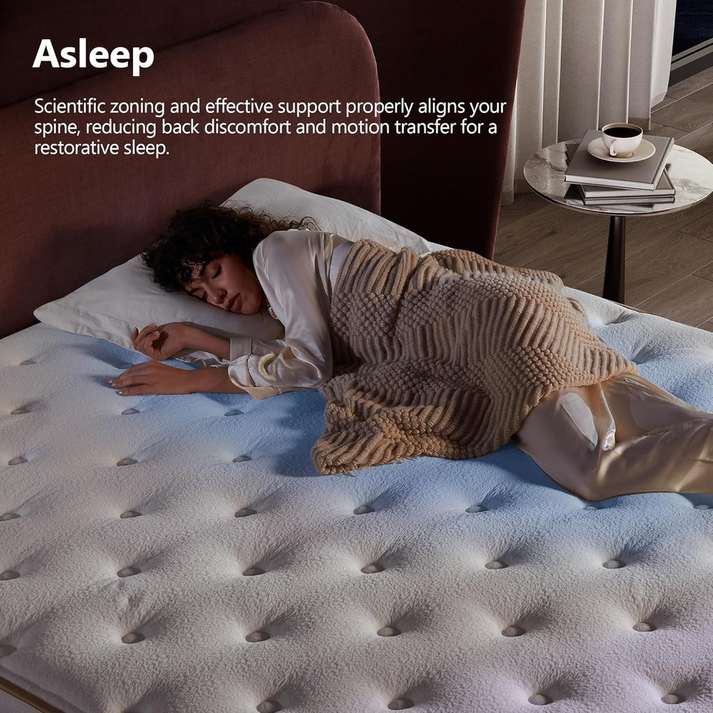 Queen,14inch Queen Hybrid Mattress in a Box Memory Foam Mattress Full Size Firm with Individual Pocket Spring Upgrade Zoned Support Medium Firm Memory Fat Mattress