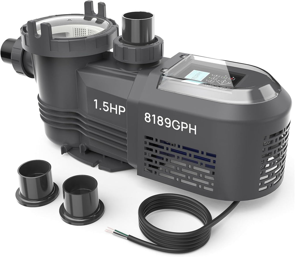 Aquastrong Variable Speed Pool Pump In/Above Pool Pump Energy Efficient High Flow Powerful Self Primming Swimming Pool Pumps with Filter Basket Dark Black