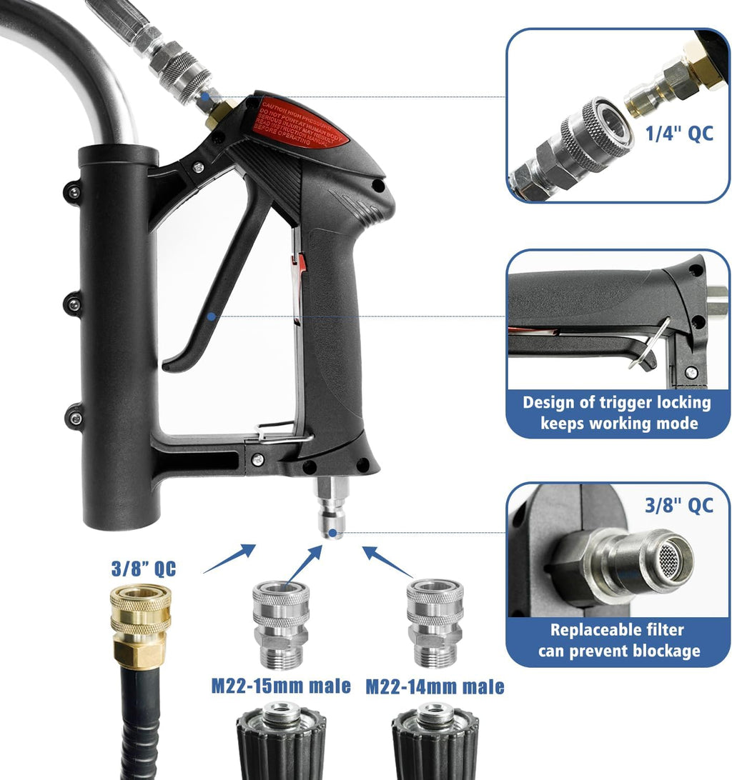 JANZ 24'' Pressure Washer Surface Cleaner with 4 Wheels Dual Handle Stainless Steel Housing  4 Replacement Nozzle Cores and 2 Hose Adapters Ideal for Driveways  Sidewalks Patios Decks Cleaning