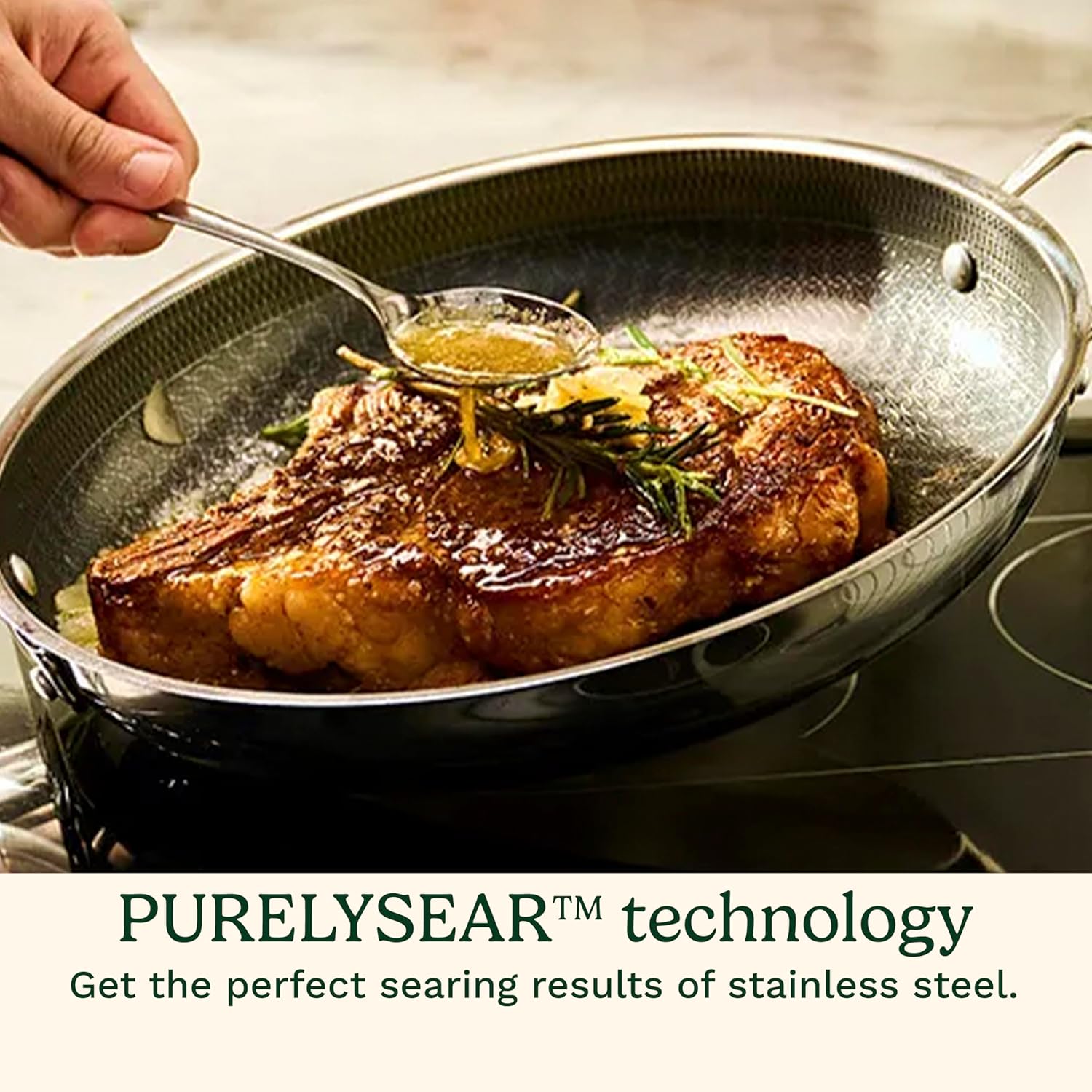 Cuisinart FusionPlus Hybrid Nonstick Stainless Steel Cookware Set, 6-Piece Skillet Cooking Set with PFAS-Free PURELYSEAR Ceramic Non Stick Technology, Scratch Proof, Cool Grip Handles, Dishwasher Safe